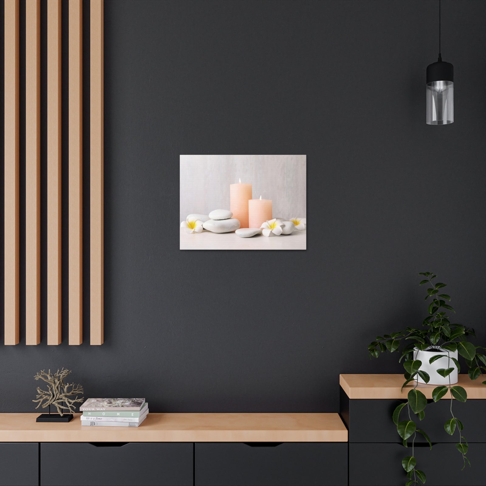 Lighted Candles and Flowers Forest Floral Nature Photography Canvas Wall Art for Home Decor Ready-to-Hang-Express Your Love Gifts