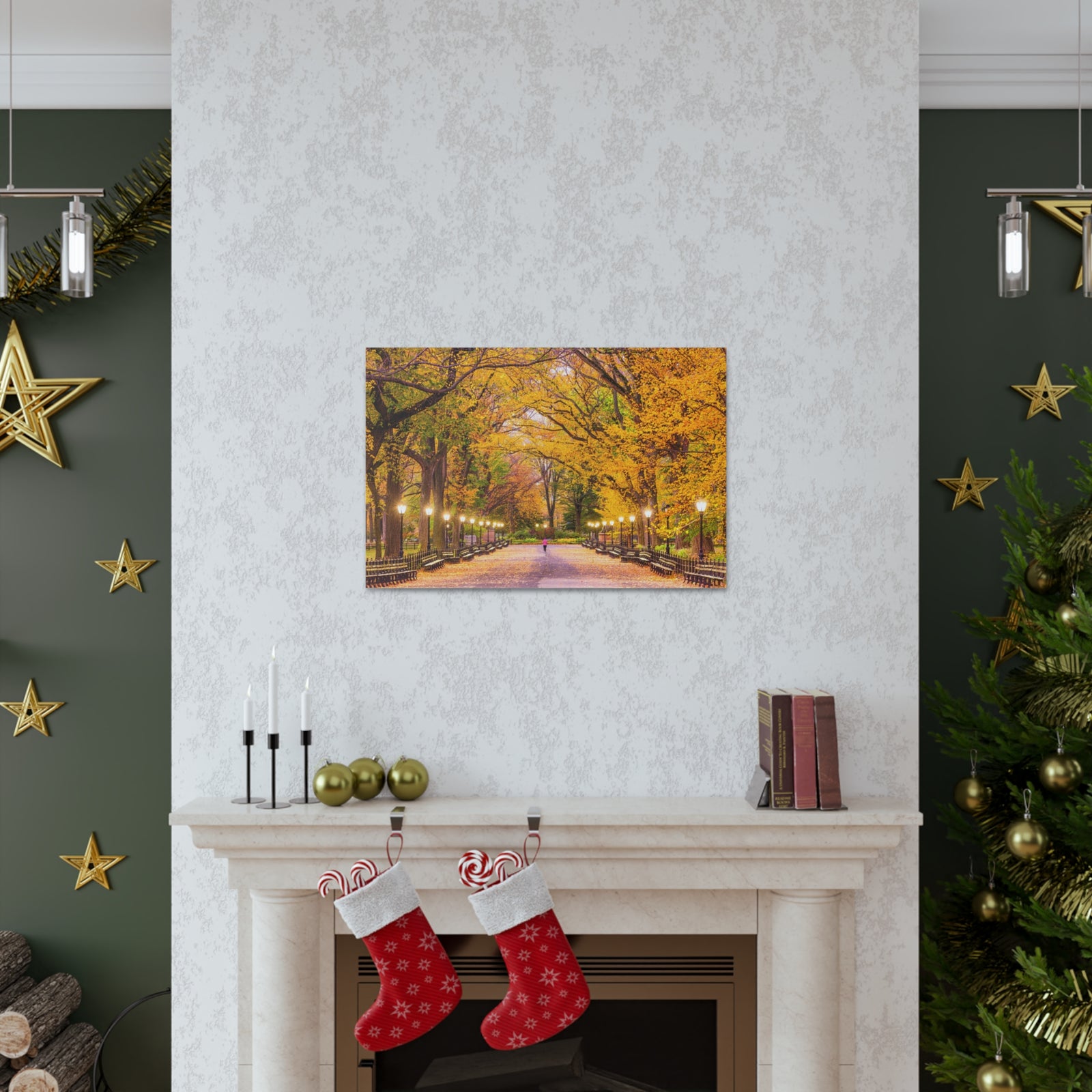Orange Tree Autumn Park Nature Wilderness Photography Canvas Wall Art for Home Decor Ready-to-Hang-Express Your Love Gifts