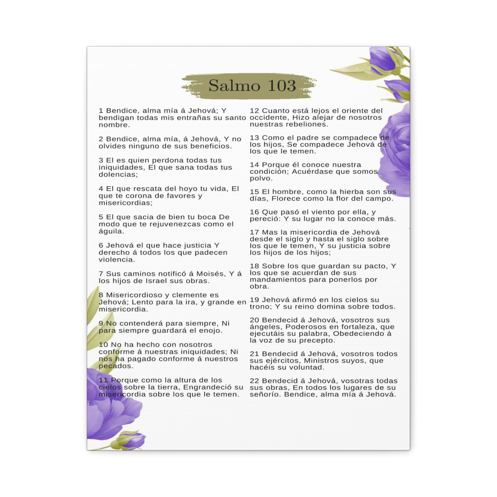 Salmo 103 Impresión De Arte Cristiano en la Pared Lista Para Colgar-Express Your Love Gifts