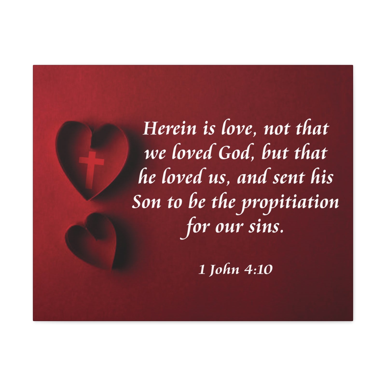 Bible Verse Canvas Herein is Love 1 John 4:10 Christian Home Décor Wall Art Scripture Ready to Hang Faith Print-Express Your Love Gifts