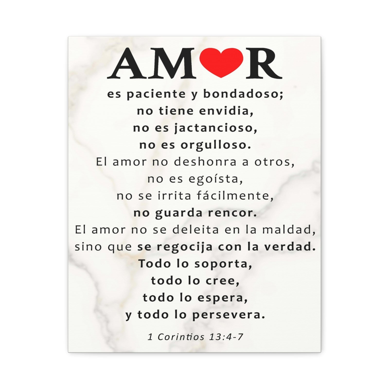 Scripture Walls Amor 1 Corintios 13:4-7 Bible Verse Canvas Christian Wall Art Ready to Hang Unframed-Express Your Love Gifts