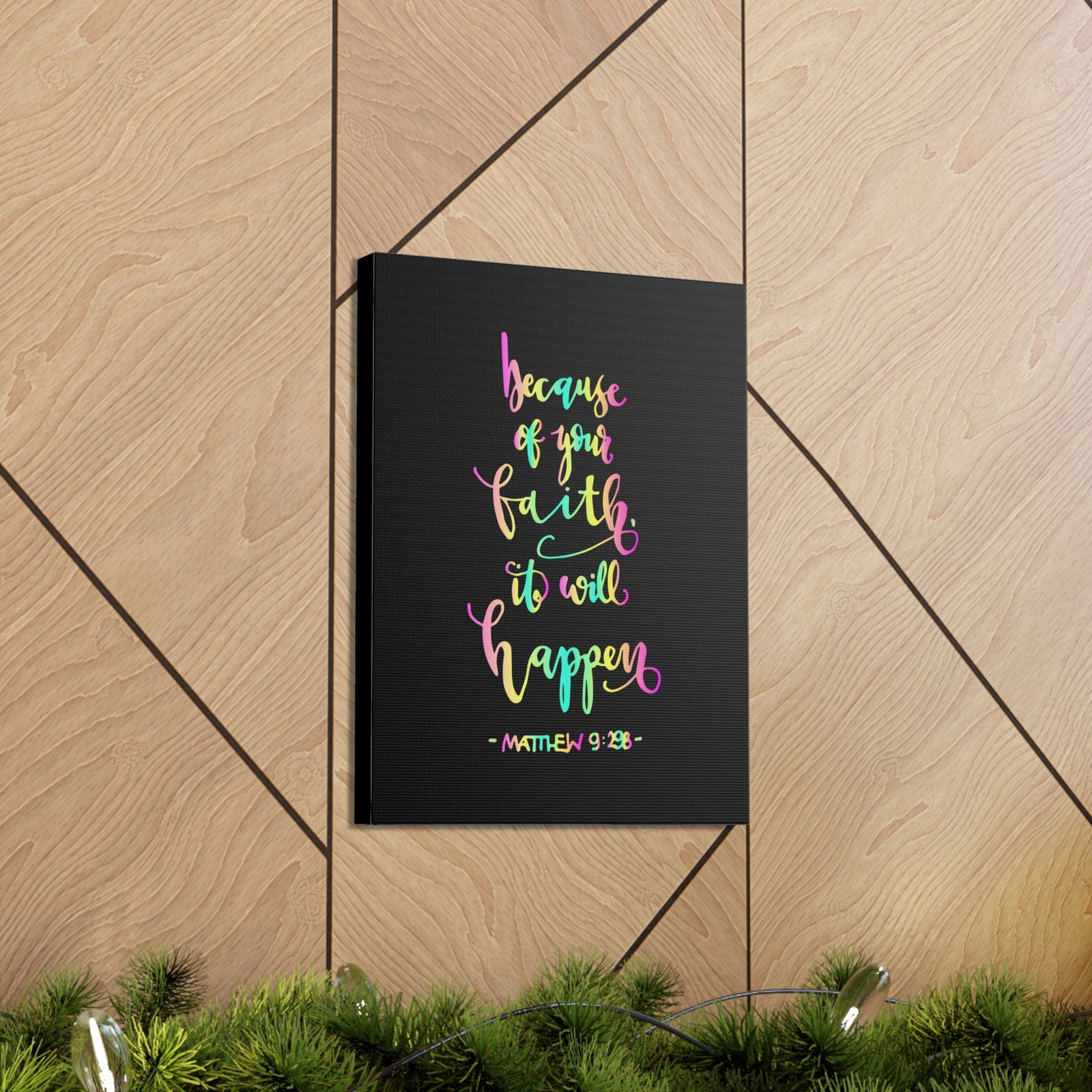 Scripture Canvas Because Of Your Faith Matthew 9:29 Christian Wall Art Bible Verse Print Ready To Hang-Express Your Love Gifts