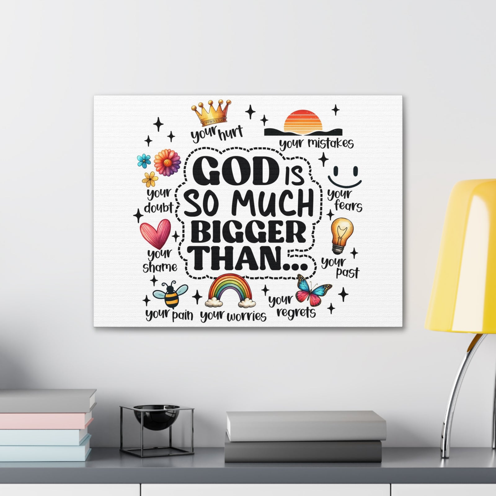 Scripture Walls God Bigger Than Everything Bible Verse Canvas Christian Wall Art Ready to Hang Unframed-Express Your Love Gifts