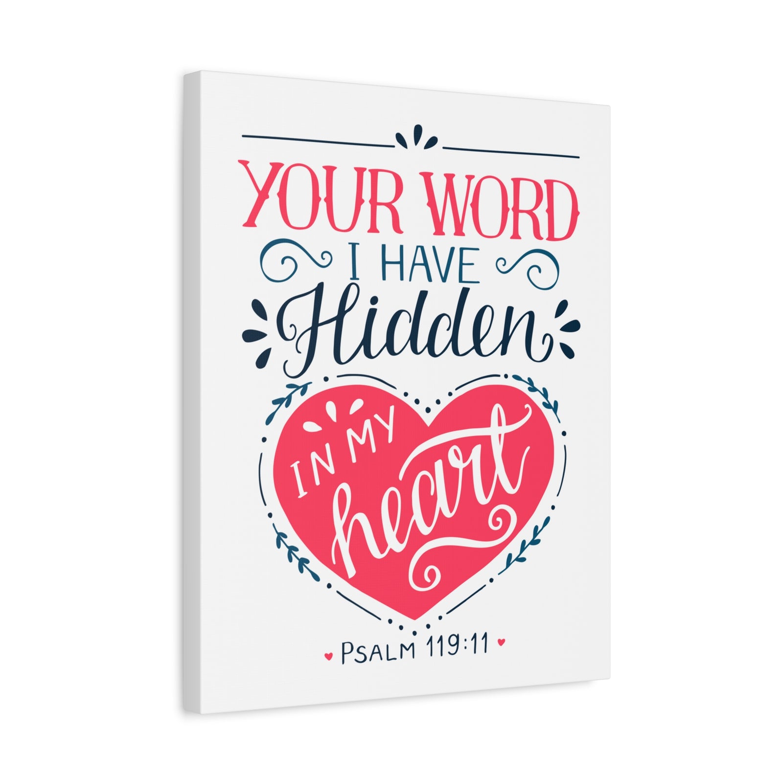 Scripture Canvas In My Heart Psalm 119:11 Christian Wall Art Bible Verse Print Ready to Hang-Express Your Love Gifts