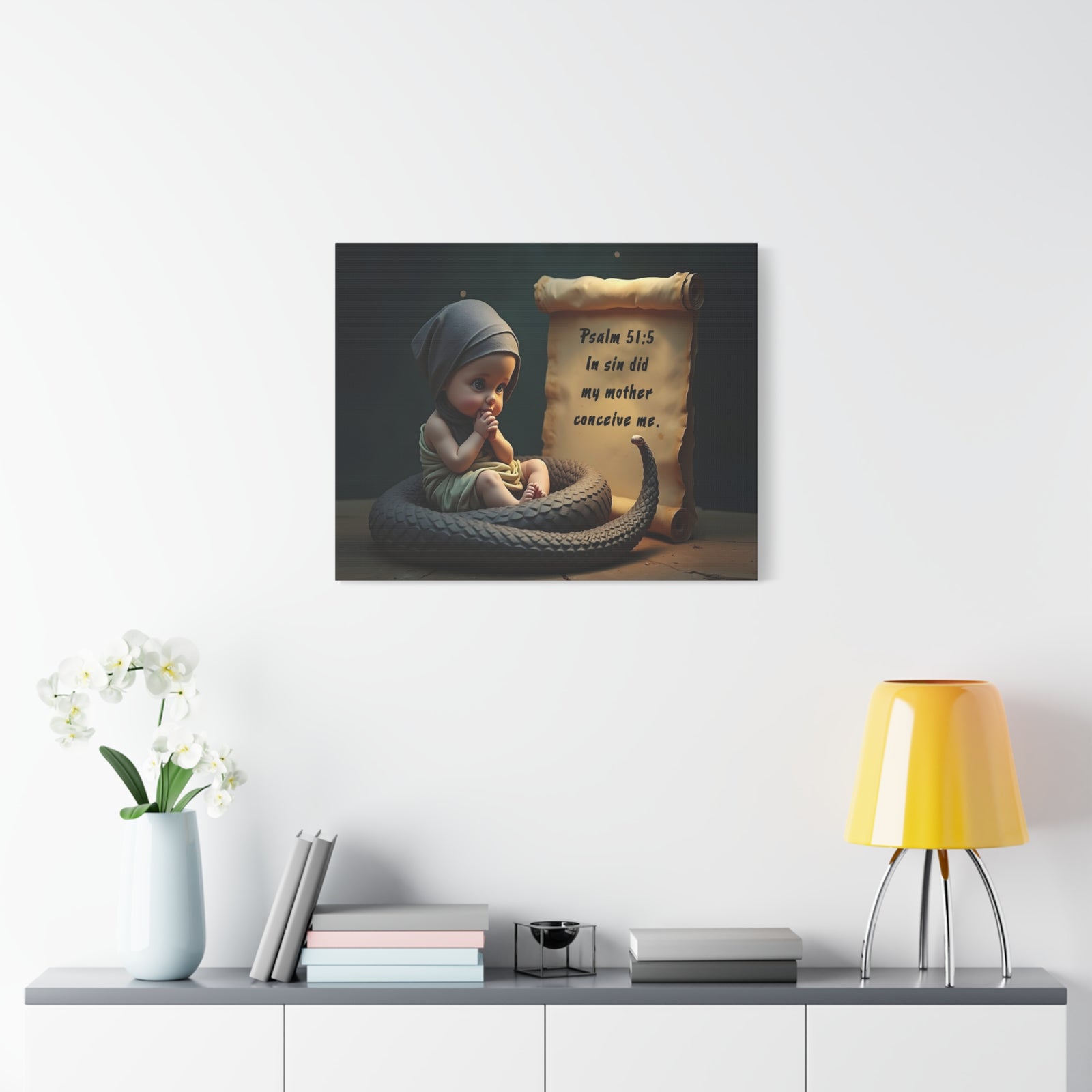 Scripture Walls Psalm 51:5 Viper in a Diaper Bible Verse Canvas Christian Wall Art Ready to Hang Unframed-Express Your Love Gifts