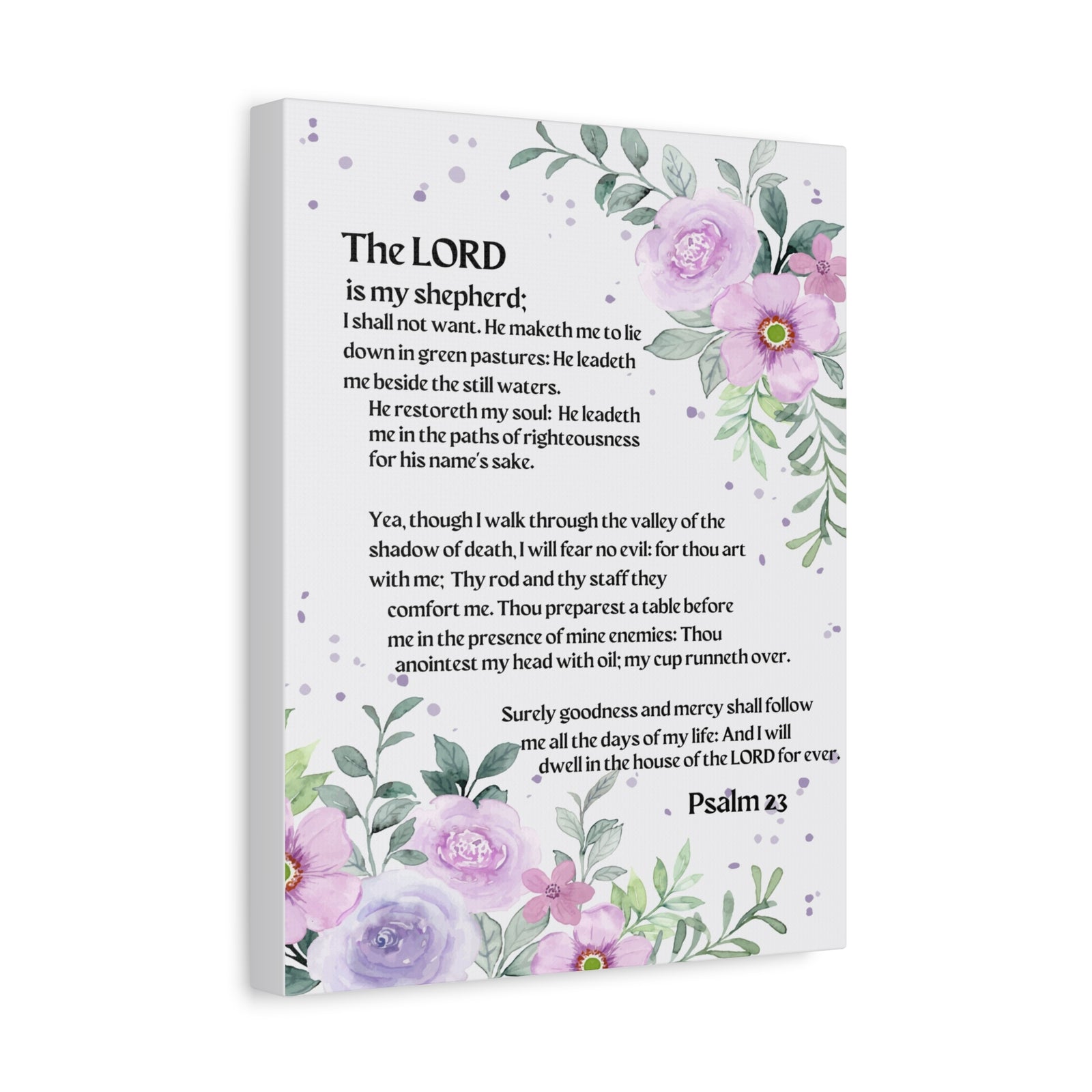 Scripture Walls Flowers Psalm 23 Bible Verse Canvas Christian Wall Art Ready to Hang-Express Your Love Gifts