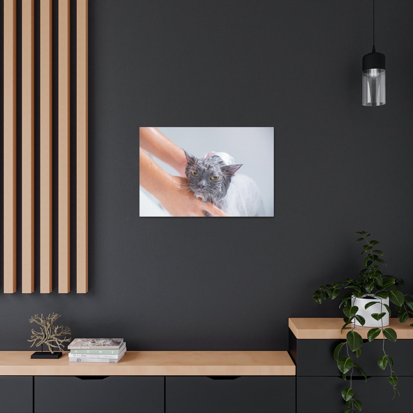 Cute Persian Cat Bath Canvas Wall Art for Home Decor Ready-to-Hang-Express Your Love Gifts