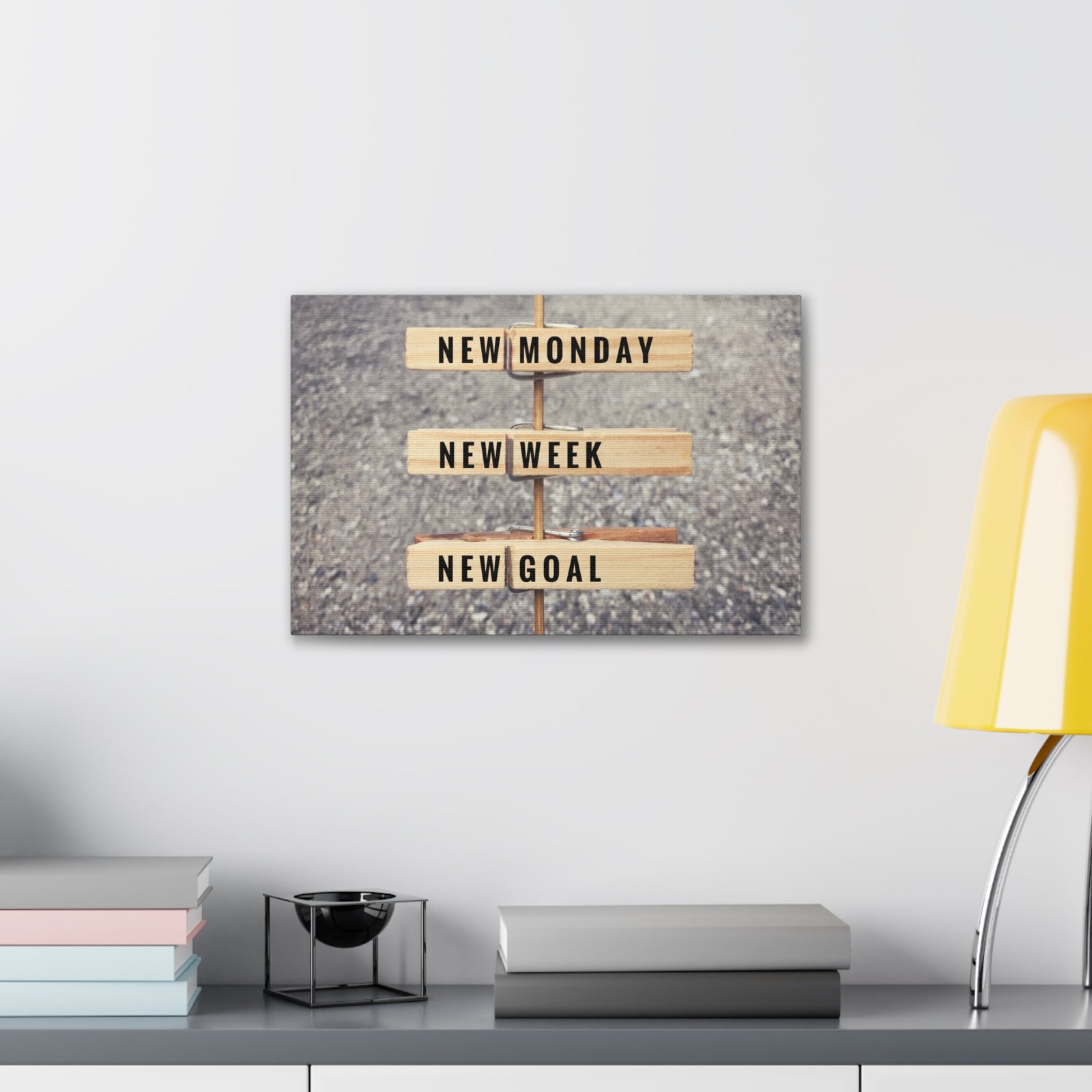 Inspirational Quote Canvas New Monday New Goal Motivational Print Ready to Hang Artwork-Express Your Love Gifts