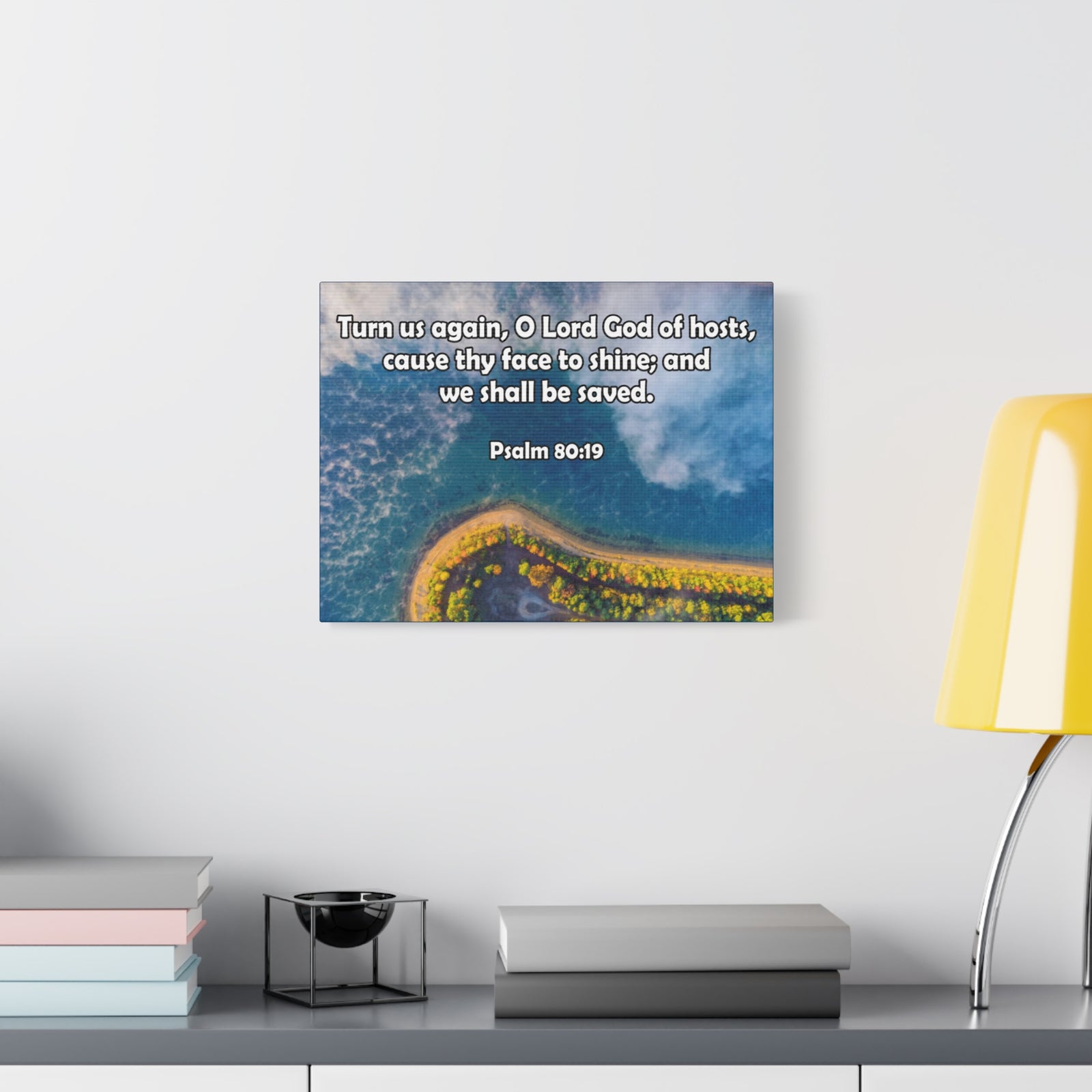 Bible Verse Canvas Turn Us Again Psalm 80:19 Christian Home Décor Wall Art Scripture Ready to Hang Faith Print-Express Your Love Gifts
