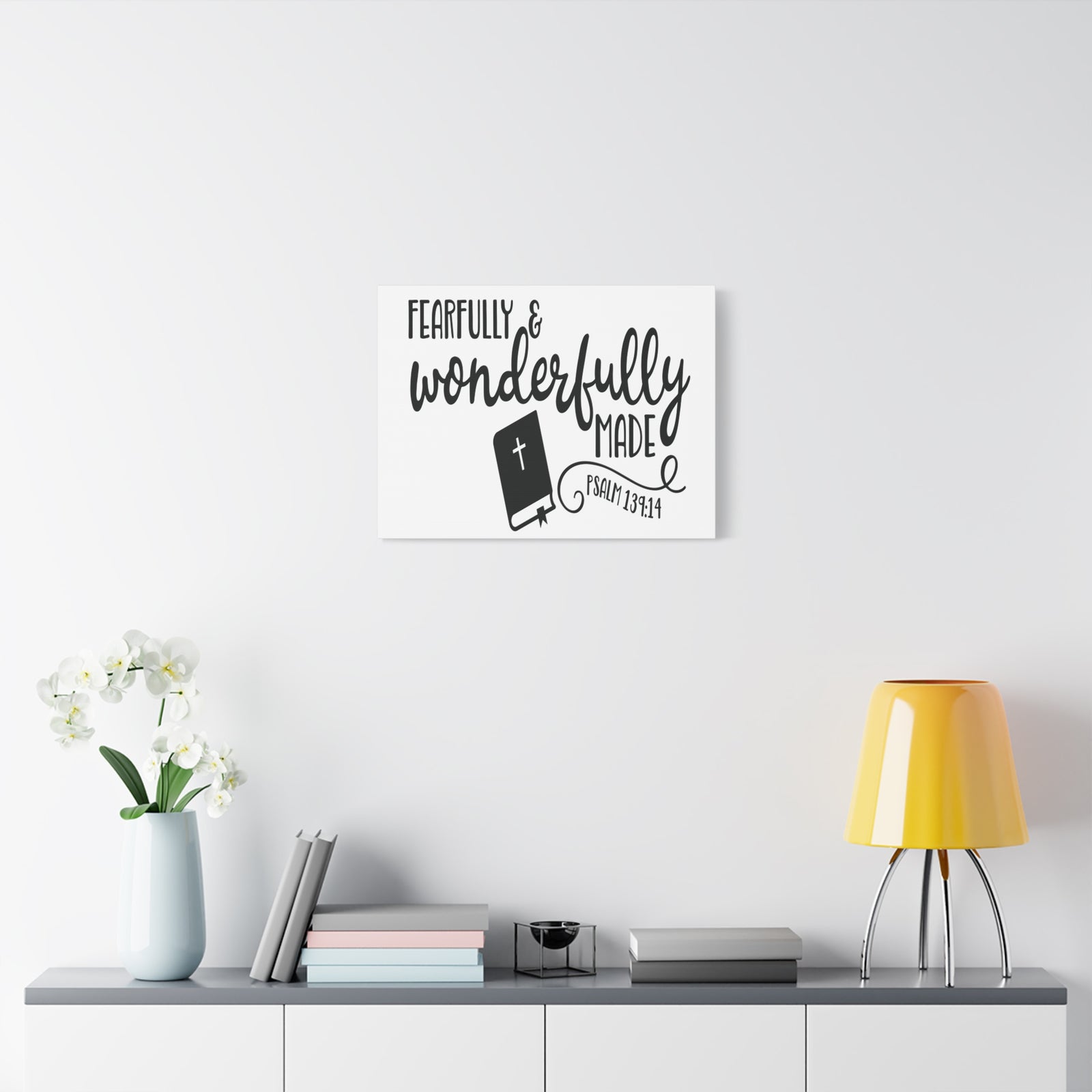 Scripture Canvas Fearfully and Wonderfully Psalm 139:14 Christian Wall Art Bible Verse Print Ready to Hang-Express Your Love Gifts