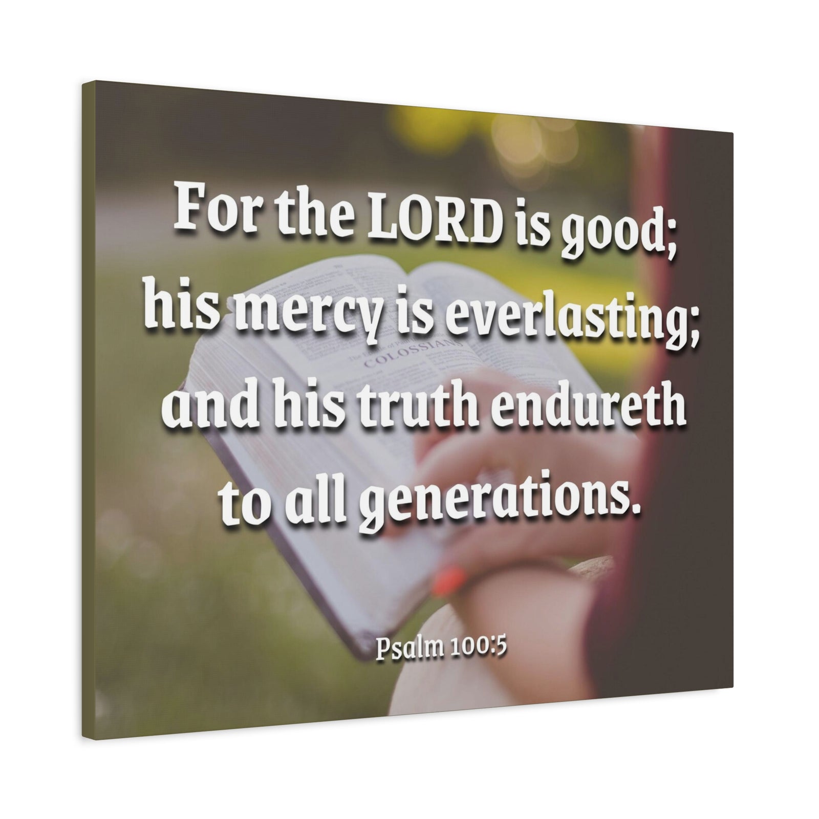 Scripture Canvas Mercy Is Everlasting Psalms 100:5 Christian Wall Art Bible Verse Print Ready to Hang-Express Your Love Gifts