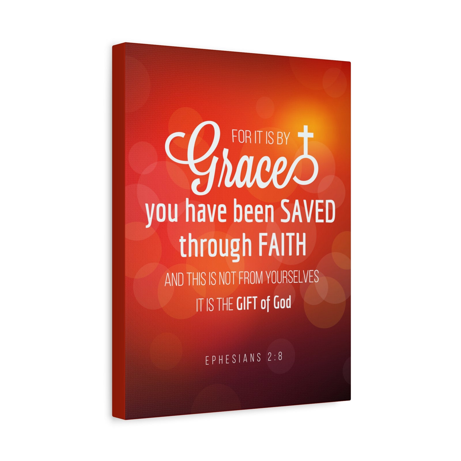 Scripture Canvas Saved Through Faith Ephesians 2:8 Wall Art Bible Verse Print Ready to Hang-Express Your Love Gifts