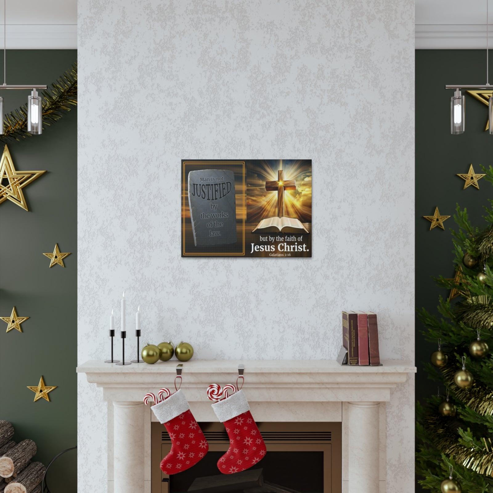 Scripture Walls Galatians 2:16 Faith & Law Bible Verse Canvas Christian Wall Art Ready to Hang Unframed-Express Your Love Gifts