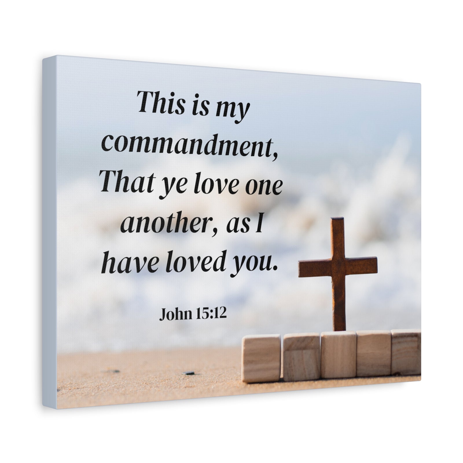 Scripture Canvas My Commandment John 15:12 Christian Wall Art Bible Verse Print Ready to Hang-Express Your Love Gifts