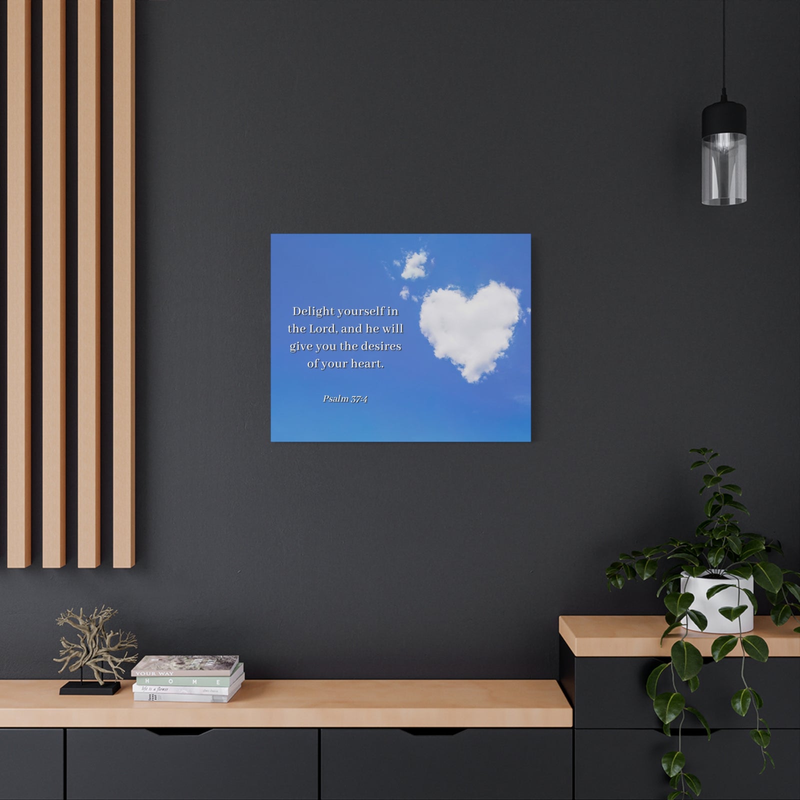 Scripture Canvas Desires Of Heart Psalms 37:4 Christian Wall Art Bible Verse Print Ready to Hang-Express Your Love Gifts