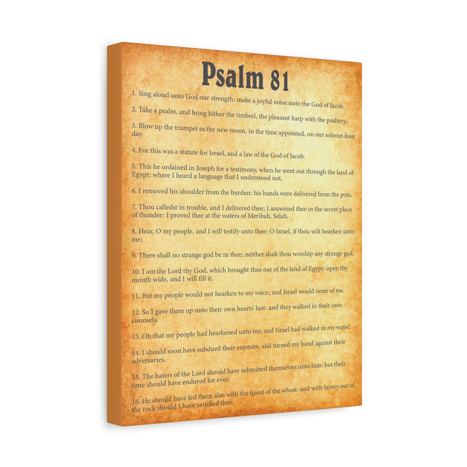 Scripture Walls Psalm 81 Gold Bible Chapter Canvas Christian Wall Art Ready to Hang-Express Your Love Gifts