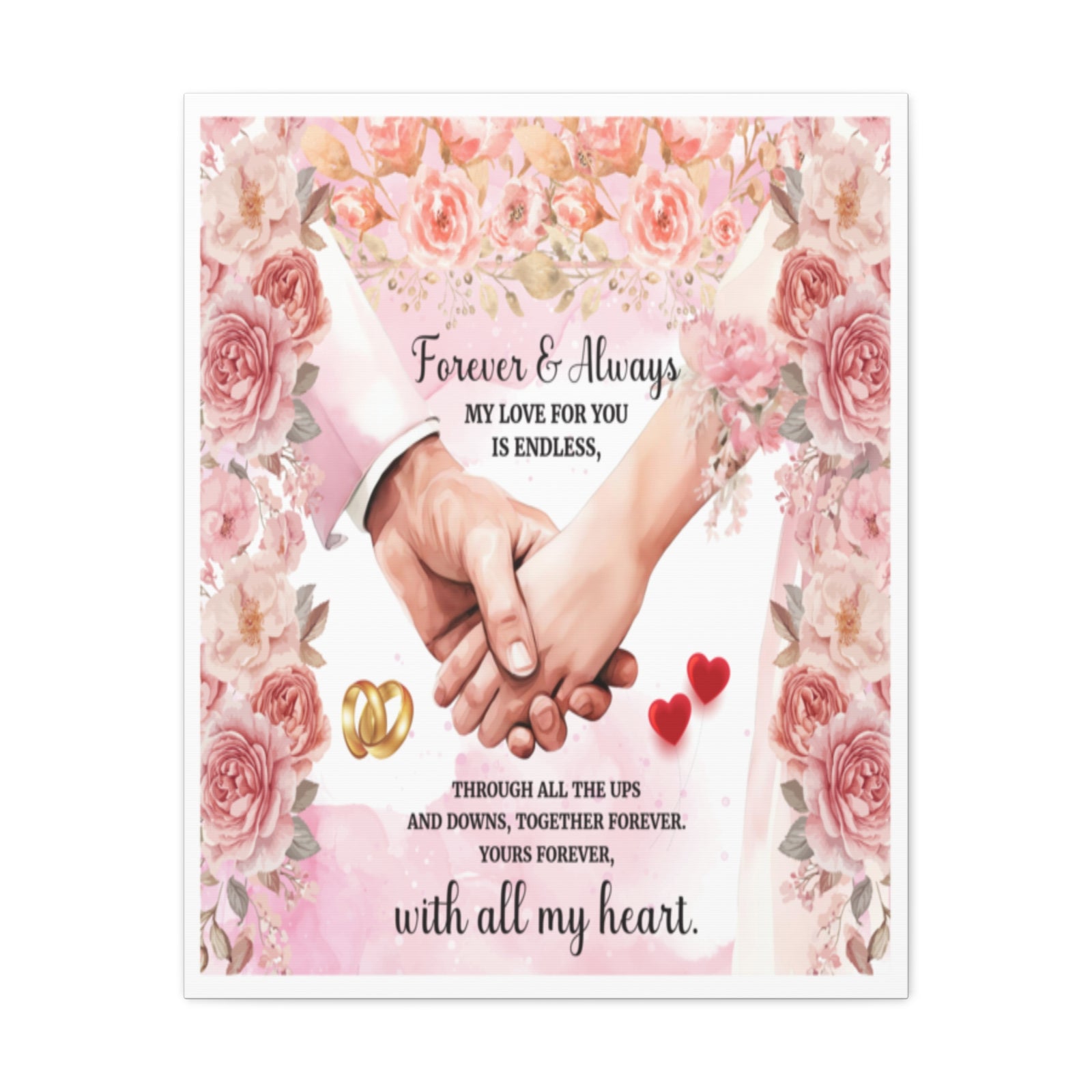 To My Wife Forever & Always Floral Canvas Wall Art – Romantic Wedding & Anniversary Gift-Express Your Love Gifts