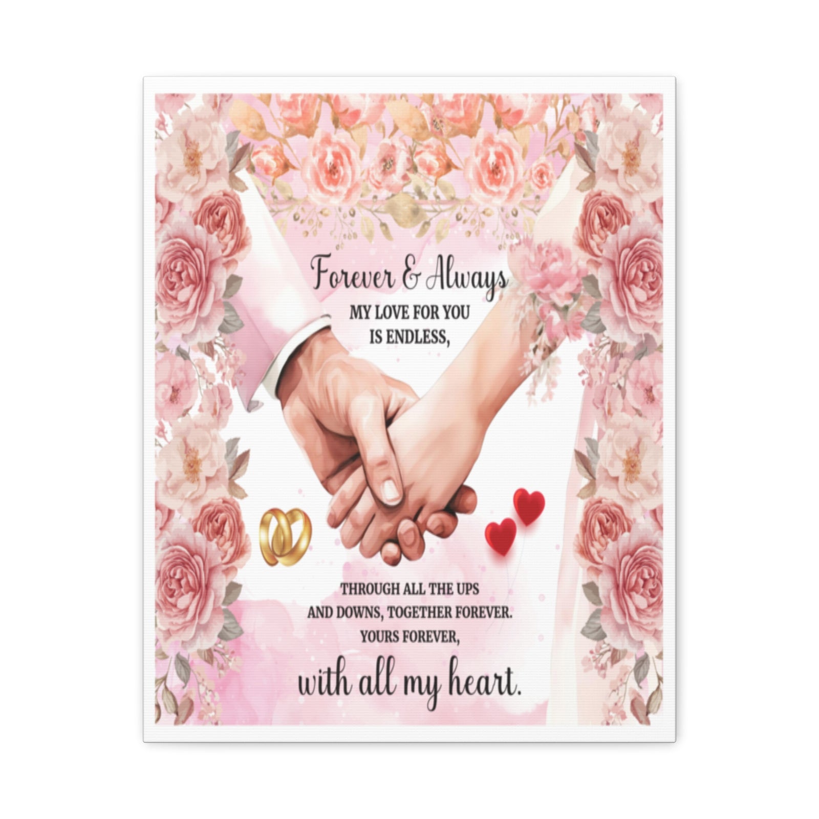 To My Wife Forever & Always Floral Canvas Wall Art – Romantic Wedding & Anniversary Gift-Express Your Love Gifts