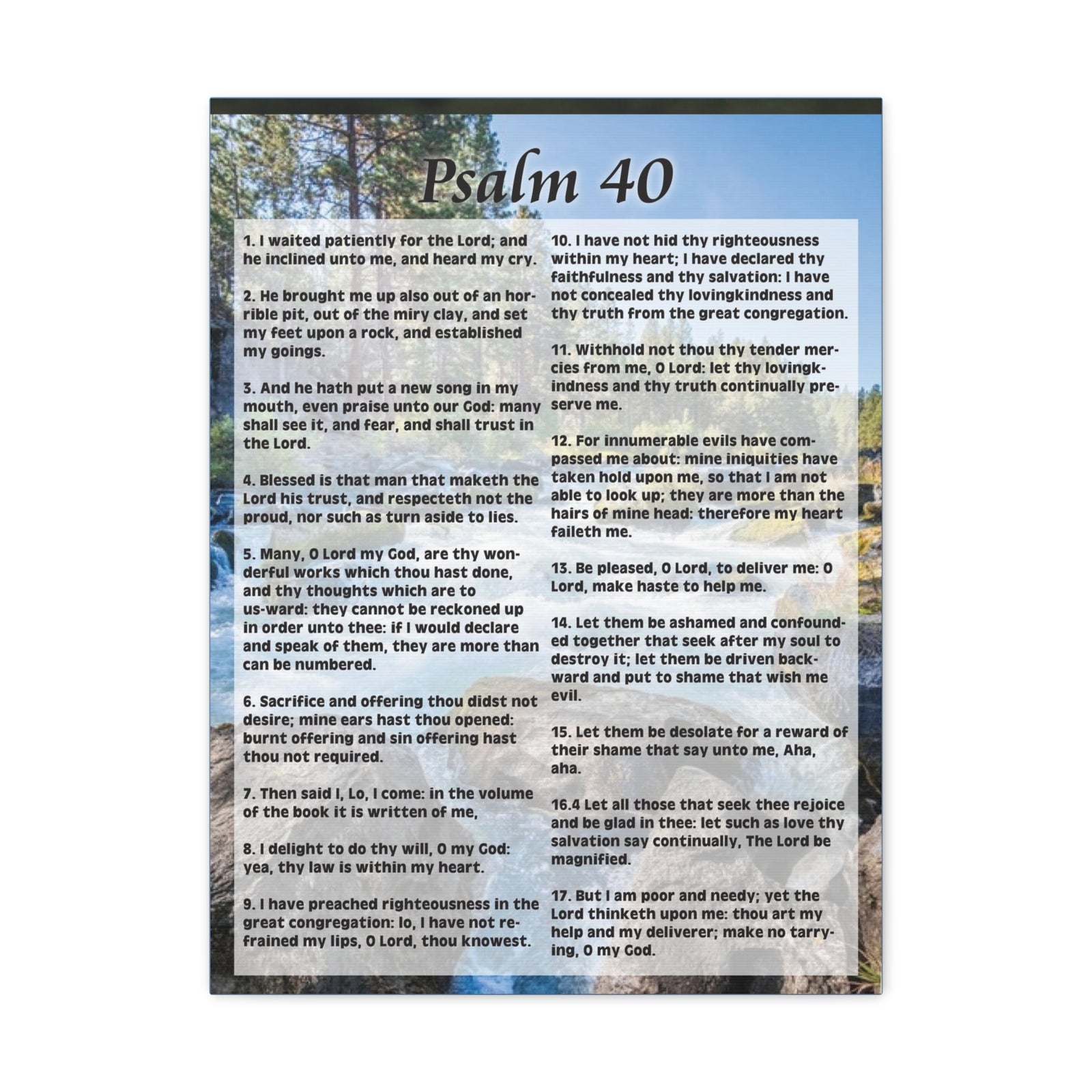 Scripture Canvas My Deliverer Heard Me Psalm 40:8 Colored Christian Wall Art Print Ready to Hang-Express Your Love Gifts