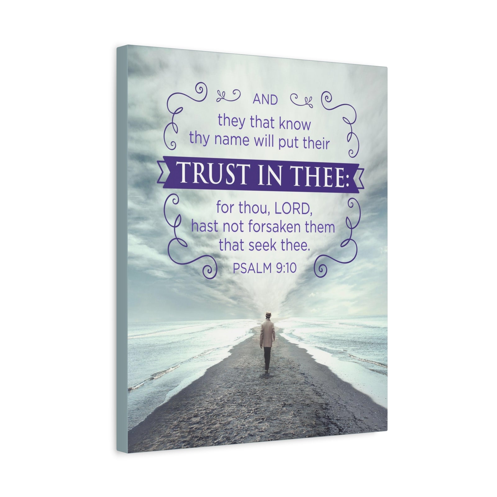 Scripture Canvas Trust In Thee Psalm 9:10 Christian Wall Art Bible Verse Print Ready to Hang-Express Your Love Gifts