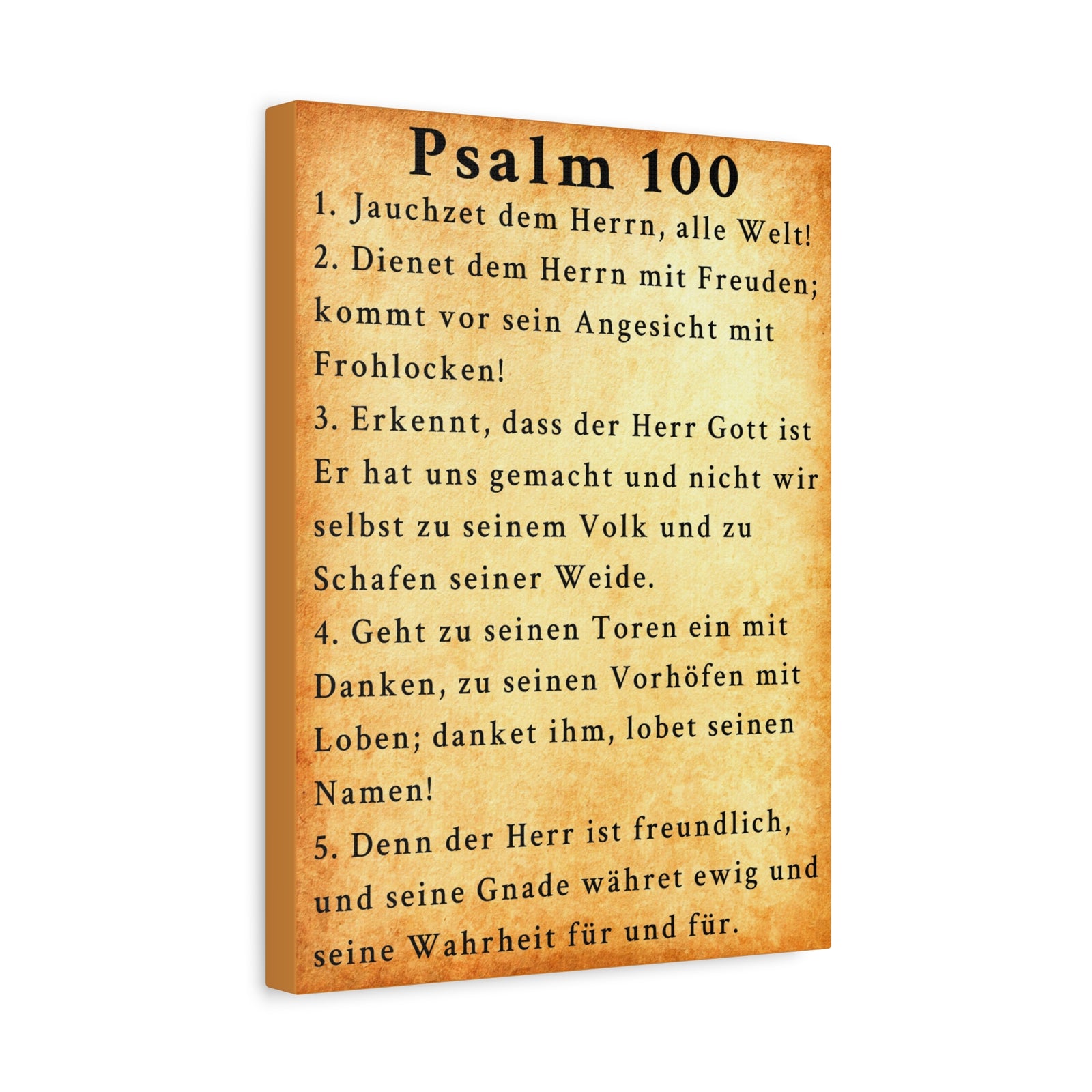 Scripture Walls Psalm 100 German Gold Bible Verse Canvas Christian Wall Art Ready to Hang Unframed-Express Your Love Gifts