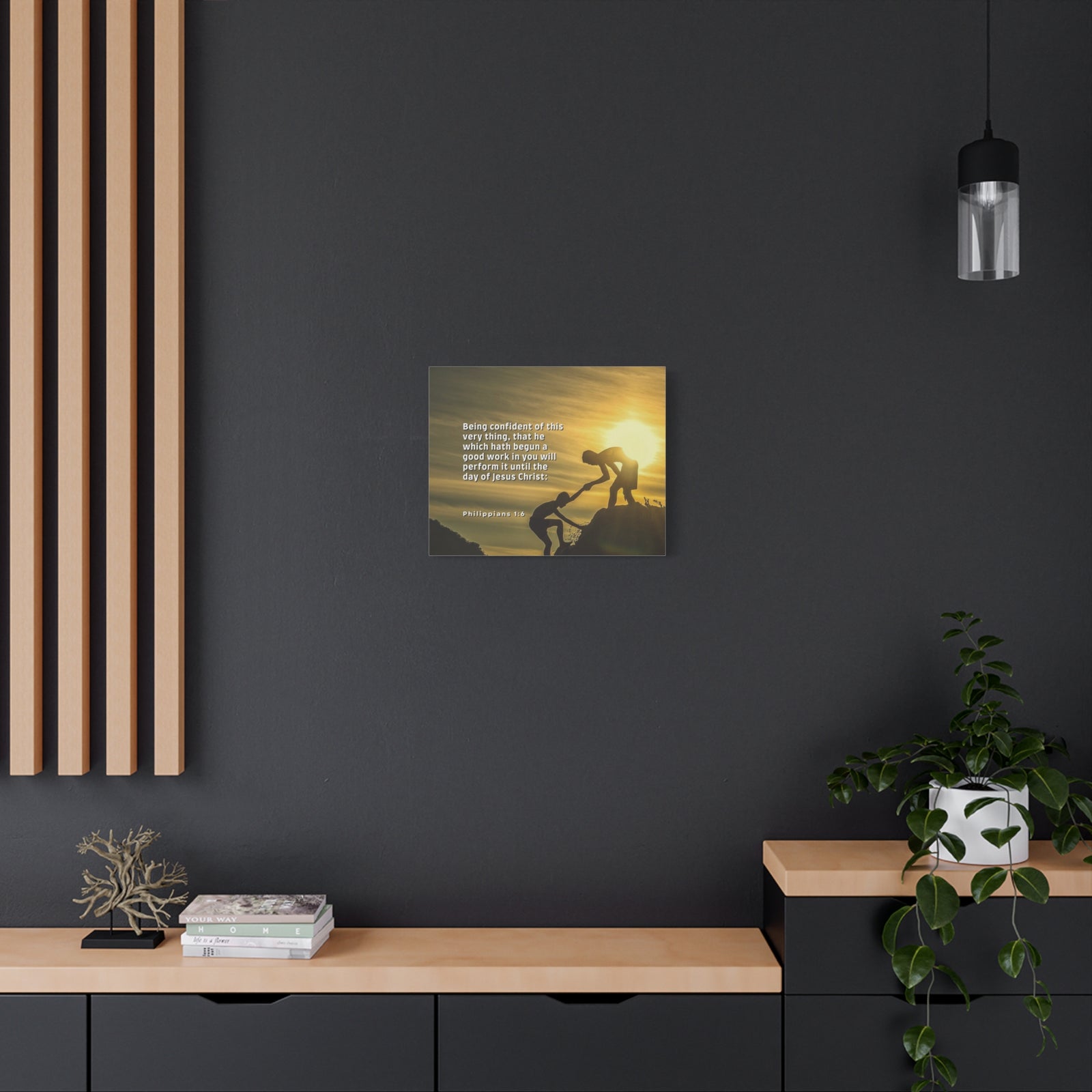 Scripture Canvas Being Confident Philippians 1:6 Christian Wall Art Bible Verse Print Ready to Hang-Express Your Love Gifts