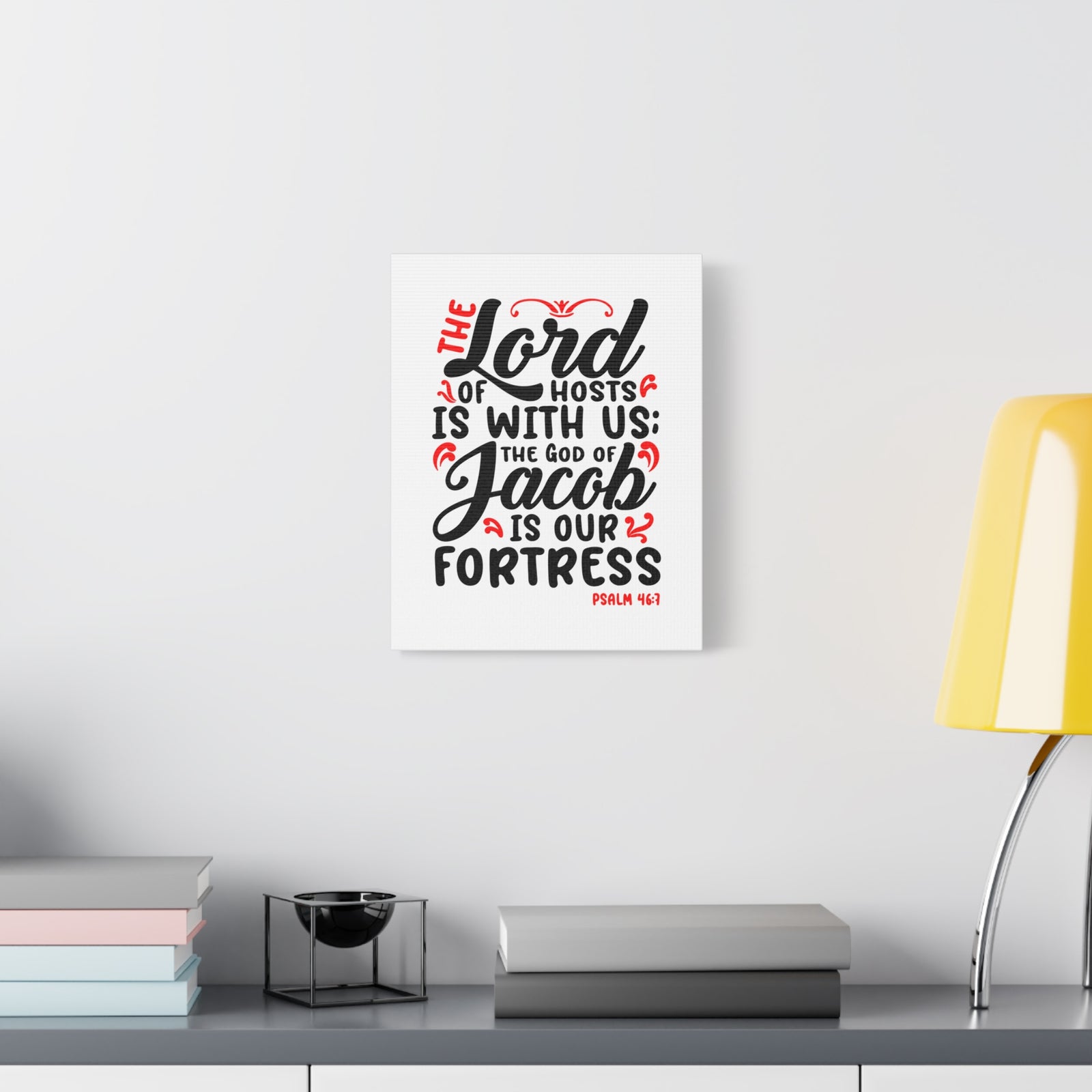 Scripture Canvas The Lord Of Hosts Psalm 46:7 Christian Wall Art Bible Verse Print Ready to Hang-Express Your Love Gifts