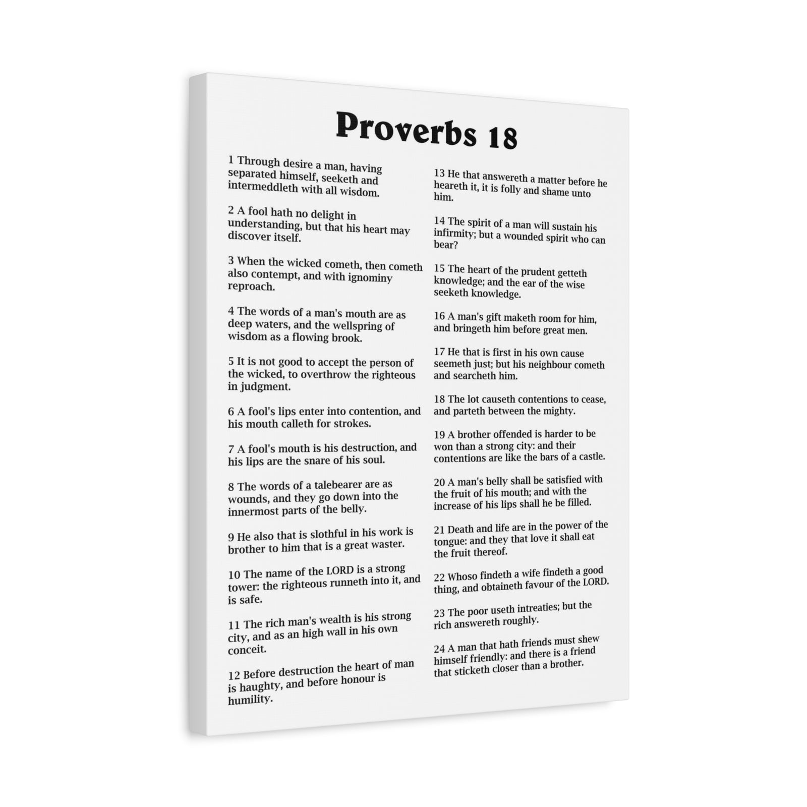Scripture Walls Proverbs Chapter 18 White Bible Canvas Christian Wall Art Ready to Hang Unframed-Express Your Love Gifts