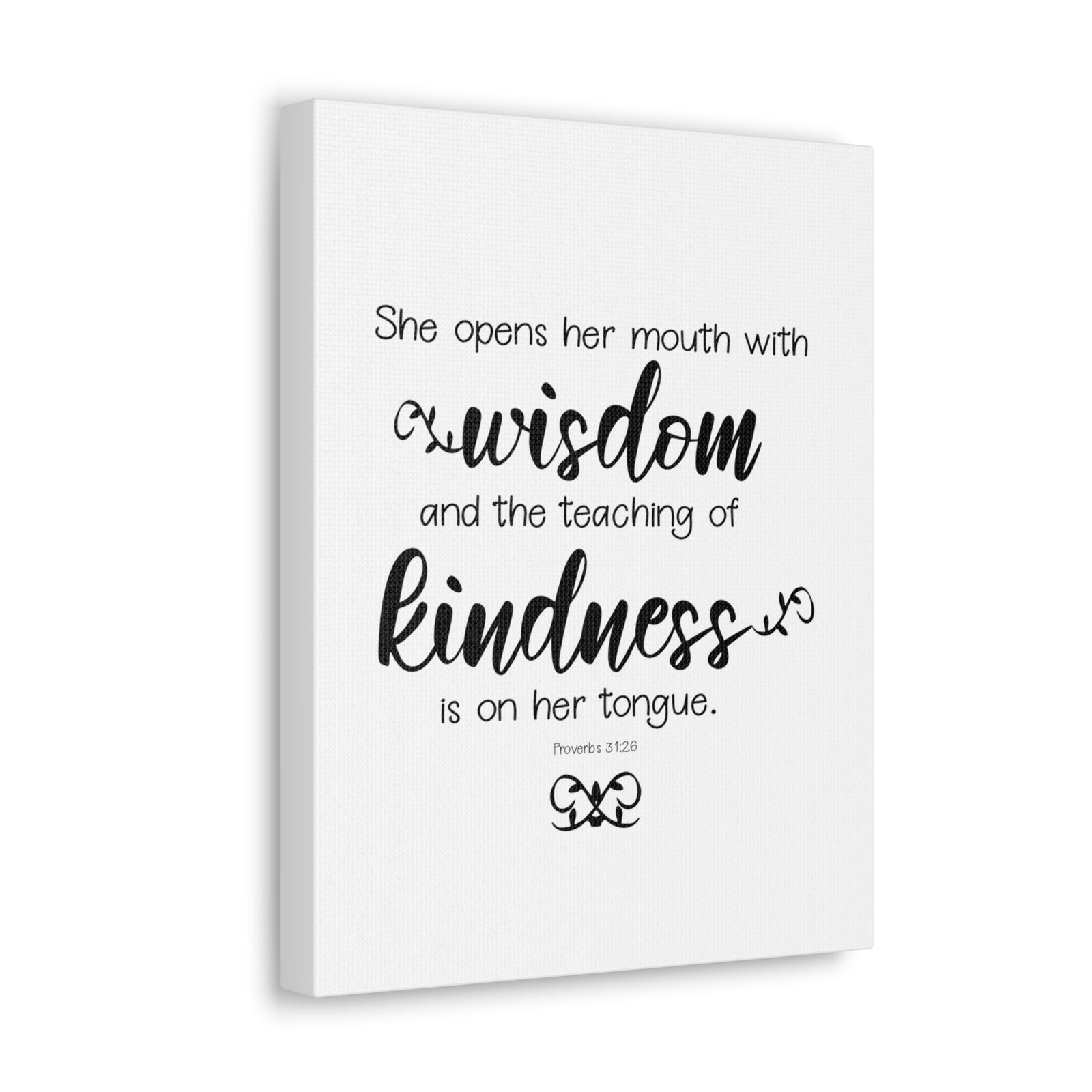 Scripture Walls Proverbs 31:26 Wisdom and Kindness Bible Verse Canvas Christian Wall Art Ready to Hang Unframed-Express Your Love Gifts