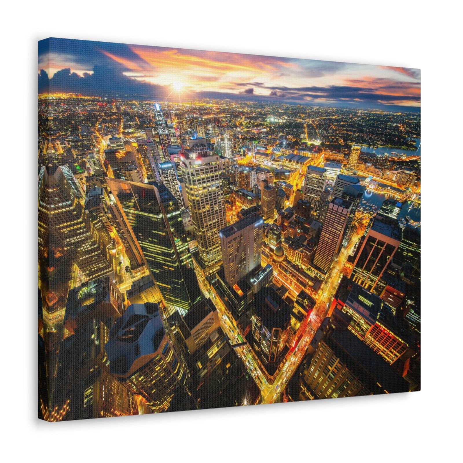 Sydney Night Skyline Canvas Artwork High-Quality Breathtaking Stunning Cityscape for Home Decor Ready to Hang-Express Your Love Gifts