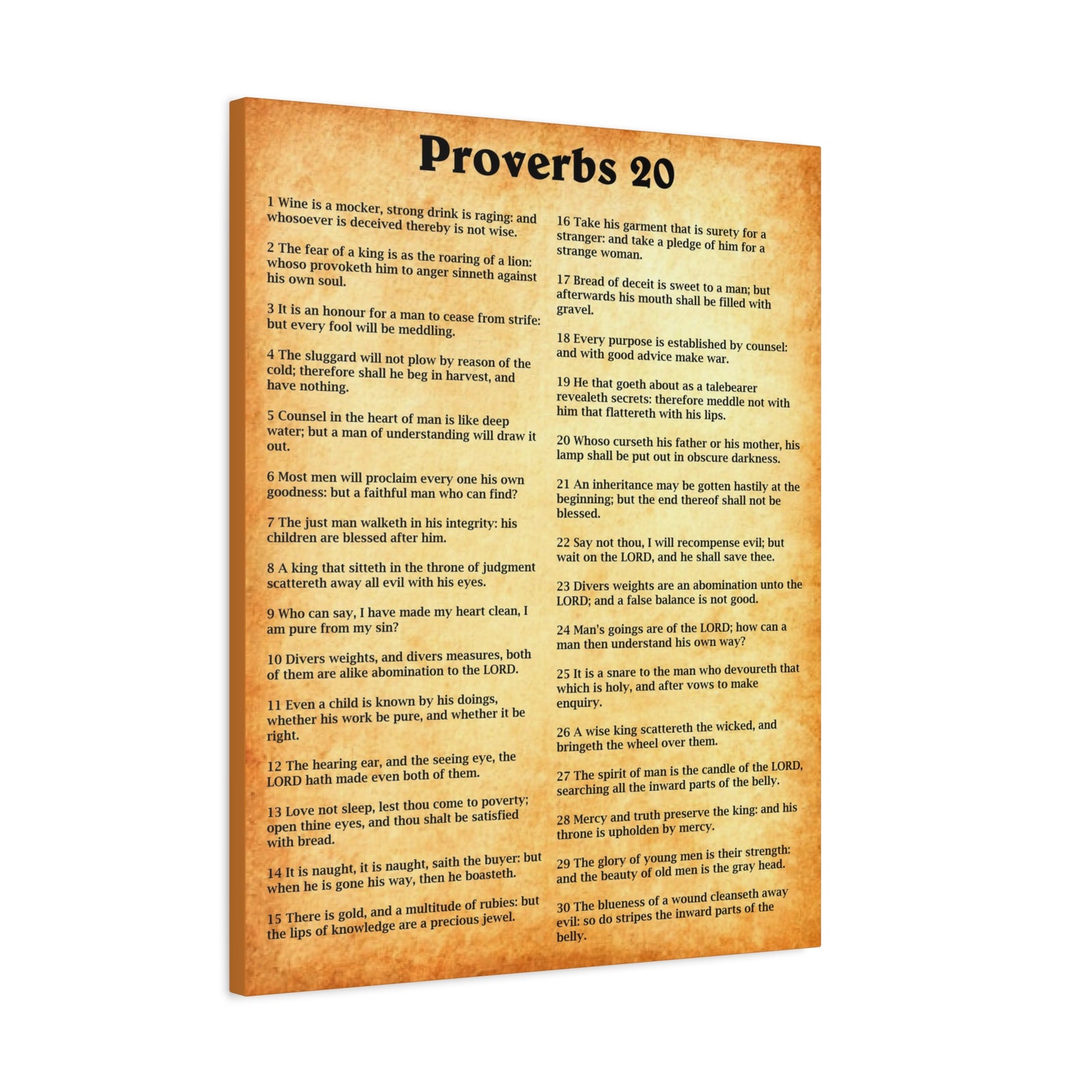 Scripture Walls Proverbs Chapter 20 Gold Bible Canvas Christian Wall Art Ready to Hang Unframed-Express Your Love Gifts