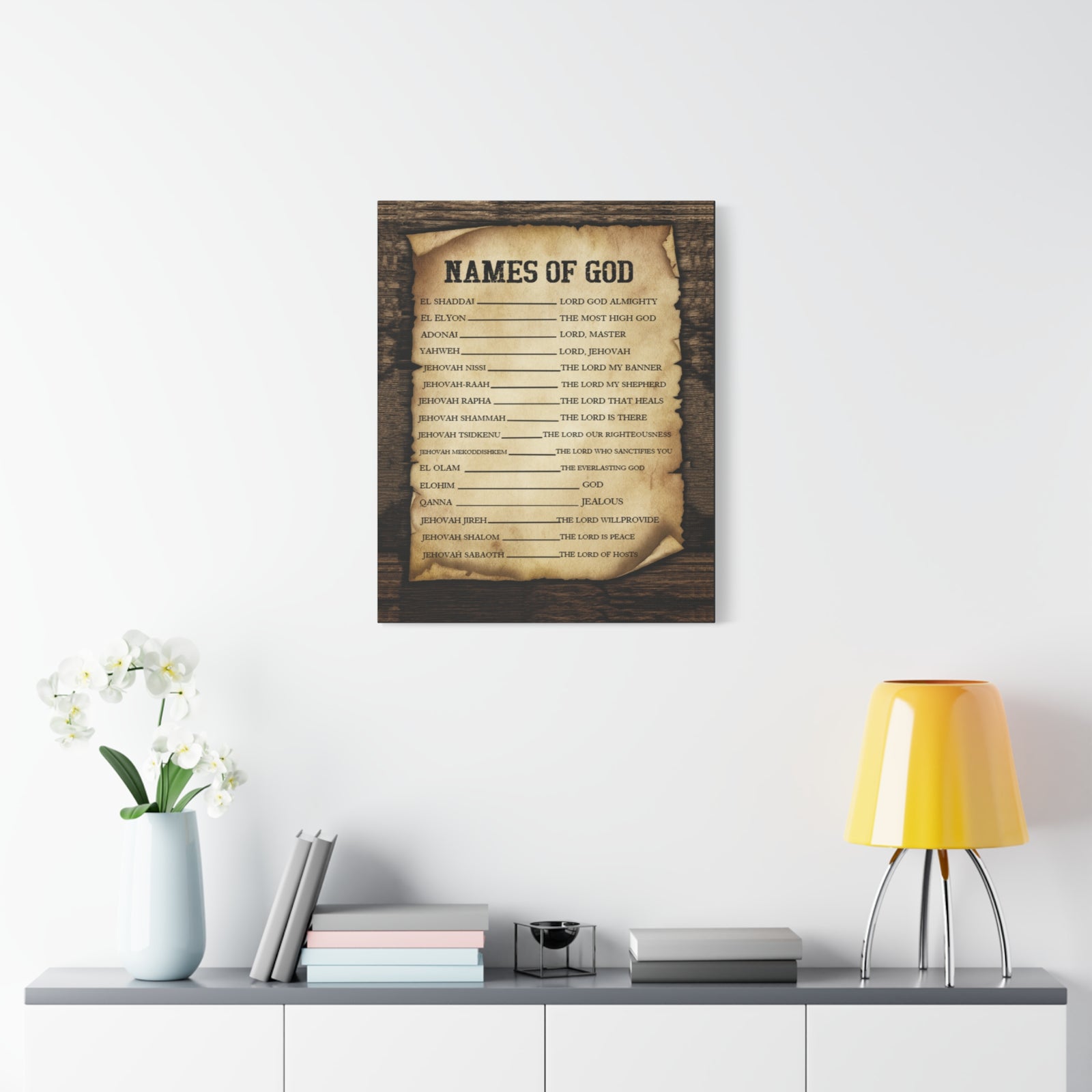 Scripture Canvas Names of God Christian Wall Art Bible Verse Print Ready to Hang-Express Your Love Gifts