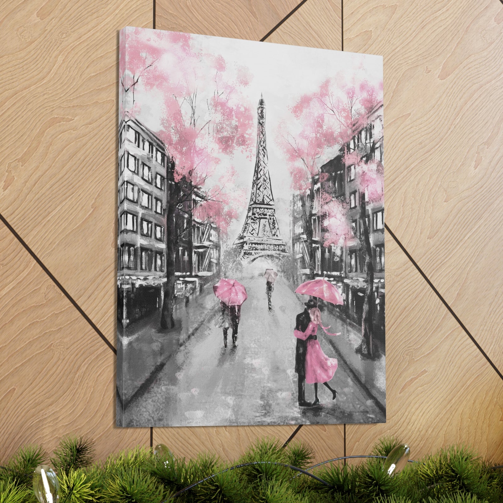 Kiss In Paris Eiffel Tower France Canvas Artwork High-Quality Breathtaking French City for Home Decor Ready to Hang-Express Your Love Gifts