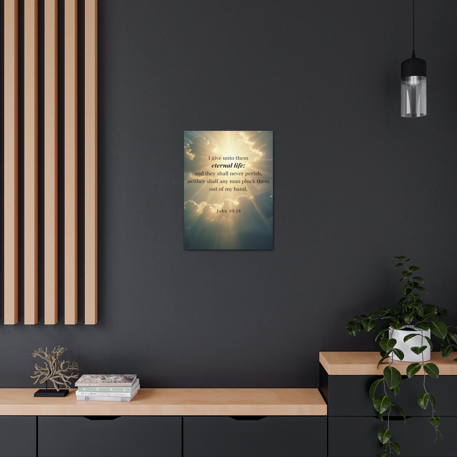 Scripture Walls John 10:28 Eternal Assurance Bible Verse Canvas Christian Wall Art Ready to Hang Unframed-Express Your Love Gifts