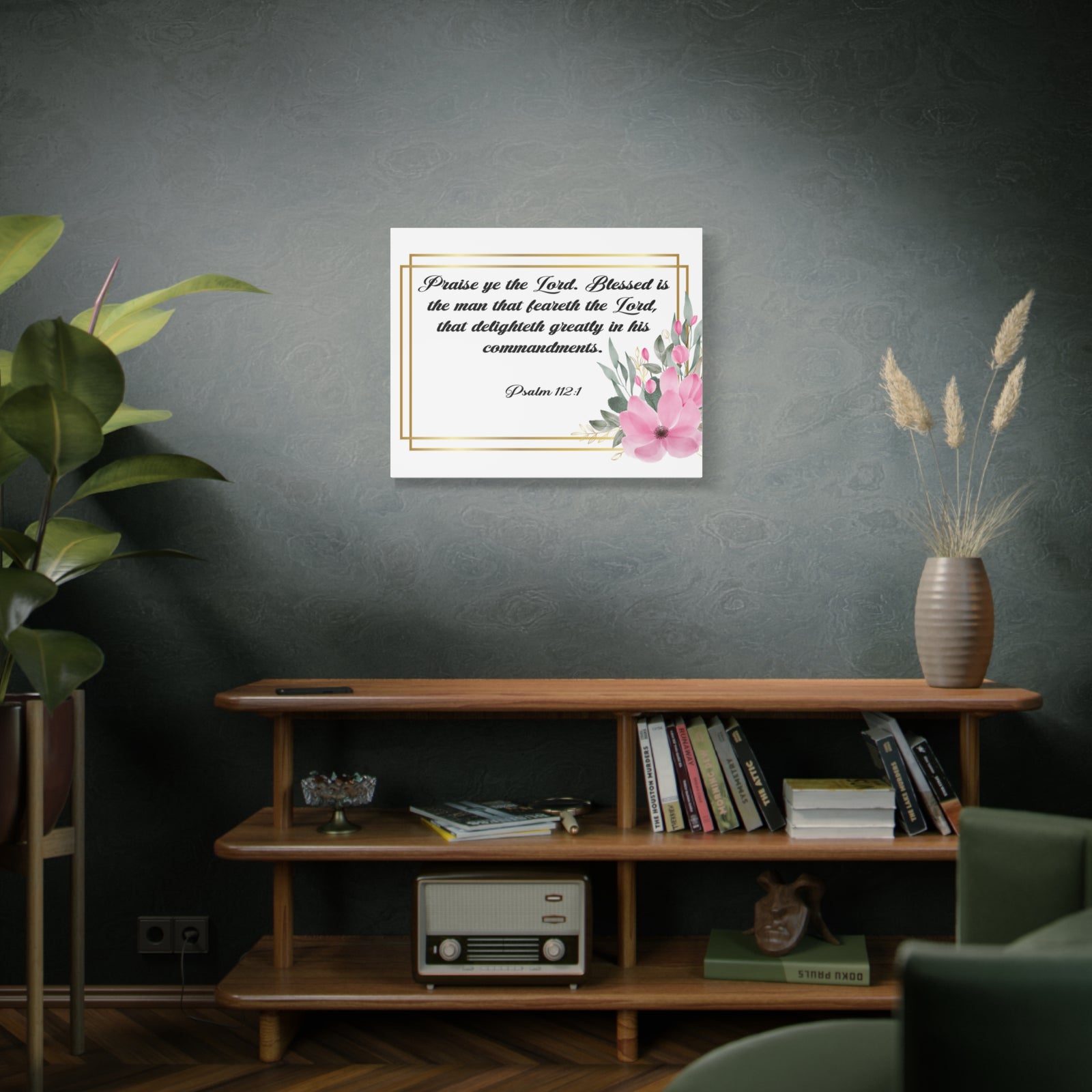 Bible Verse Canvas Praise Ye The Lord Psalm 112:1 Christian Home Décor Wall Art Scripture Ready to Hang Faith Print-Express Your Love Gifts