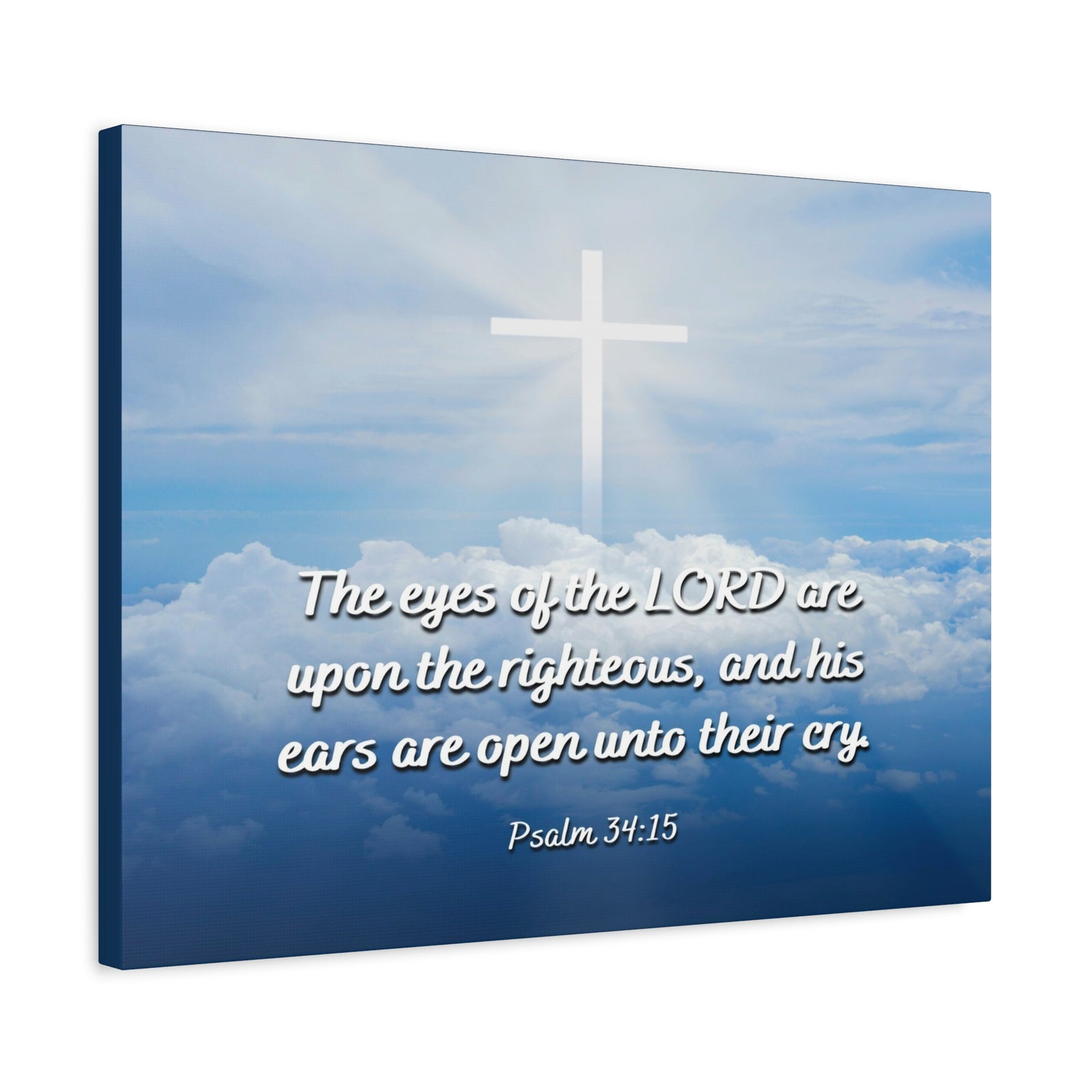 Scripture Canvas The Righteous Psalm 34:15 Christian Wall Art Bible Verse Print Ready to Hang-Express Your Love Gifts
