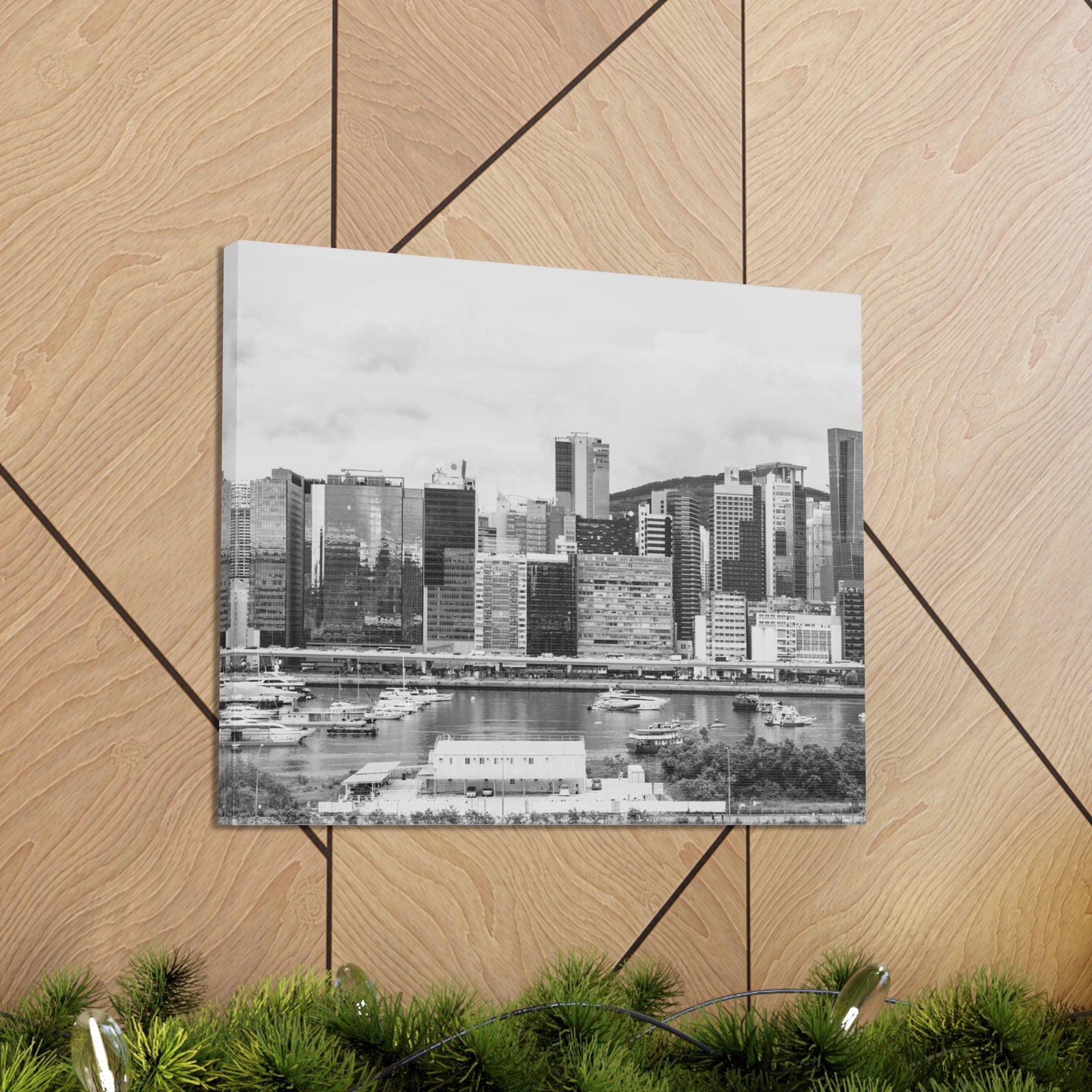 Hong Kong Black And White Skyline Canvas Artwork High-Quality Breathtaking Stunning Cityscape for Home Decor Ready to Hang-Express Your Love Gifts