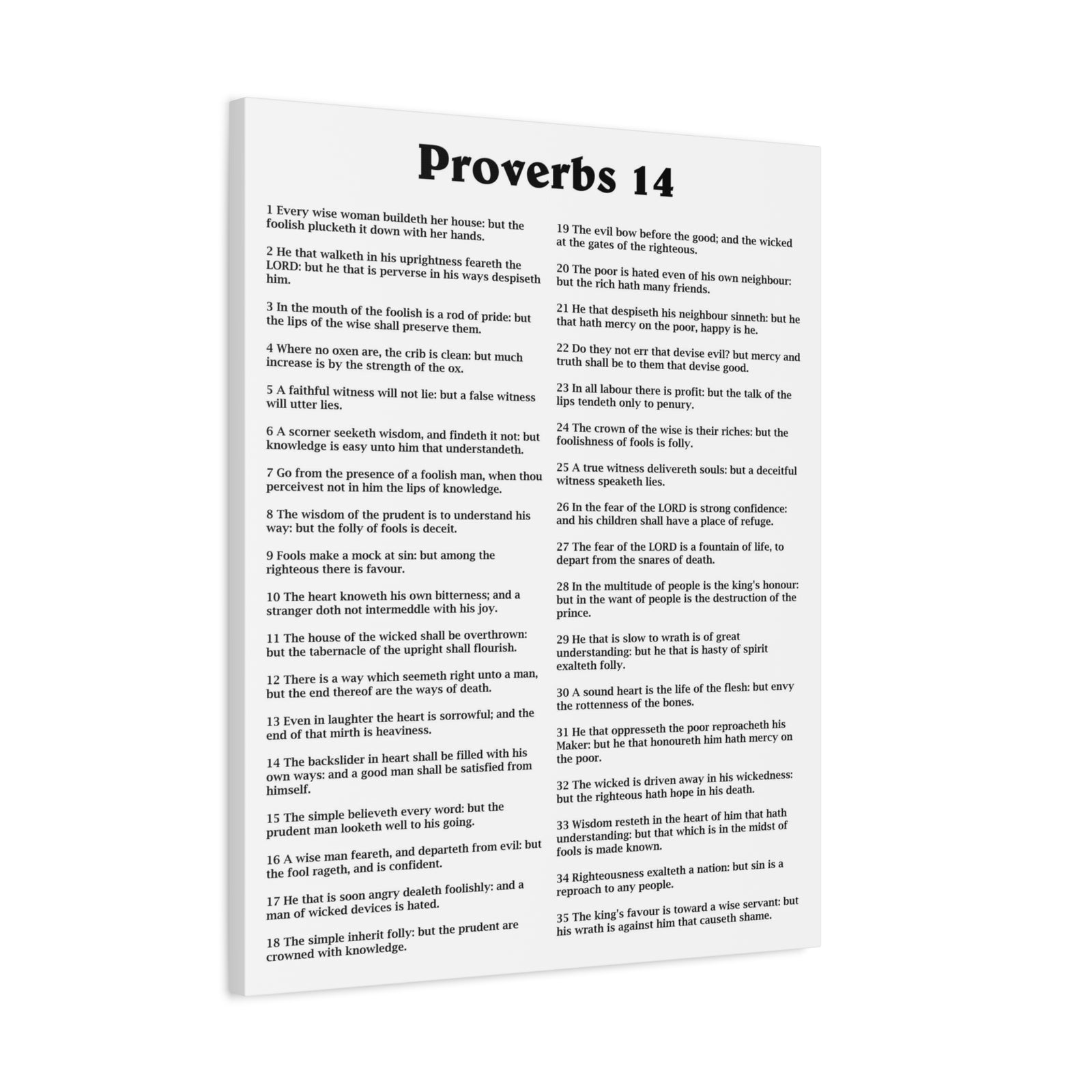 Scripture Walls Proverbs Chapter 14 White Bible Canvas Christian Wall Art Ready to Hang Unframed-Express Your Love Gifts