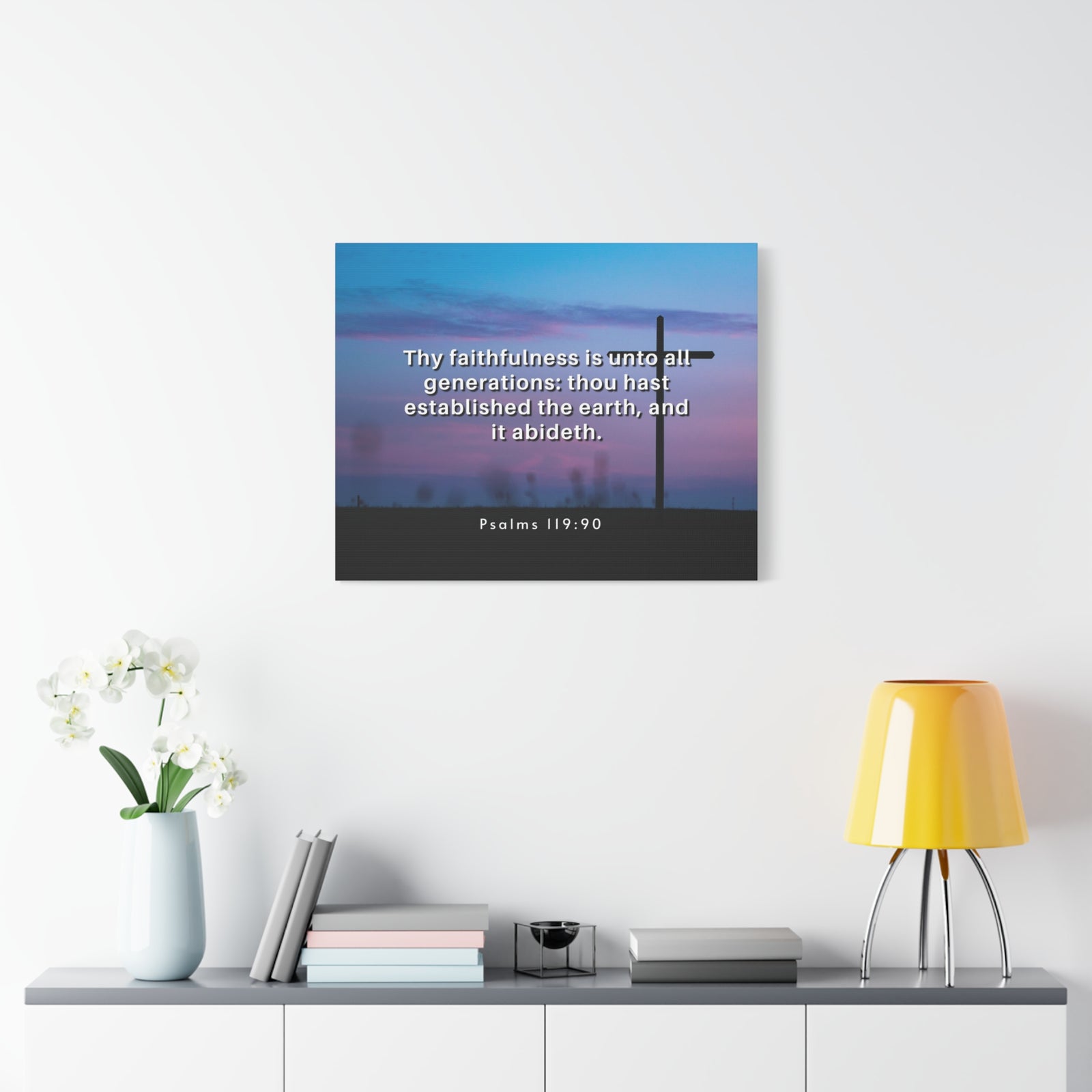 Scripture Canvas Thy Faithfulness Psalm 119:90 Christian Wall Art Bible Verse Print Ready to Hang-Express Your Love Gifts