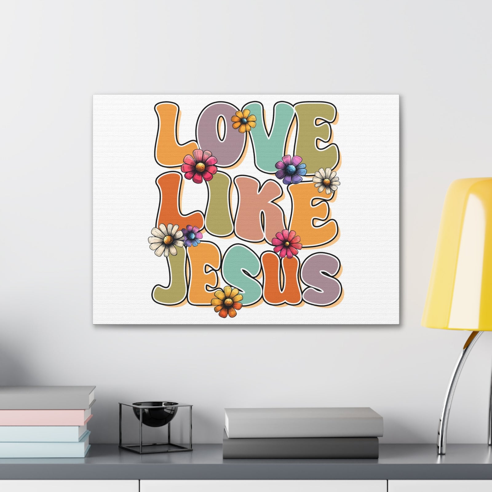 Scripture Walls Love Like Jesus Retro Bible Verse Canvas Christian Wall Art Ready to Hang Unframed-Express Your Love Gifts