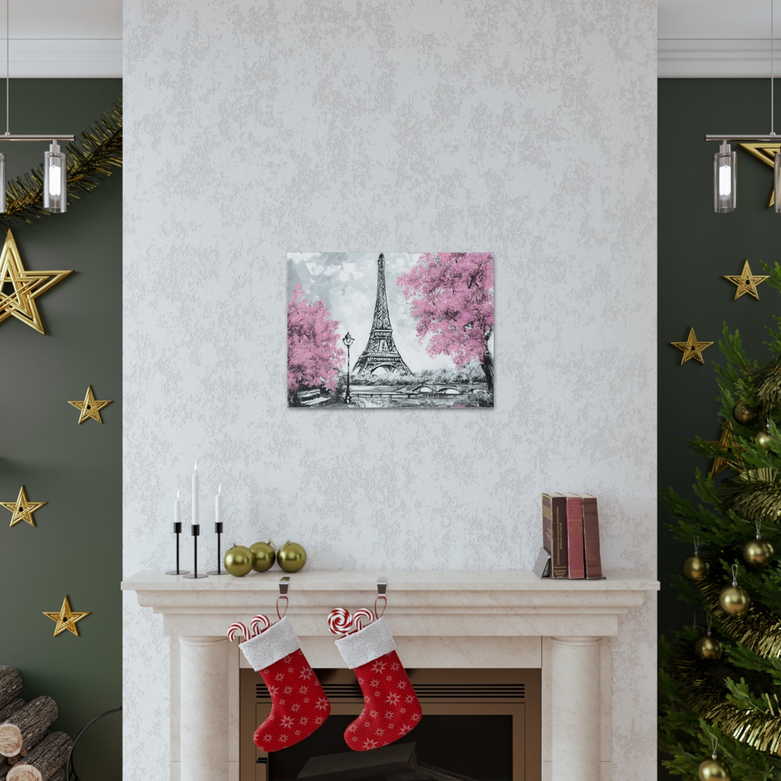 Eiffel Tower Pink Tree France Canvas Artwork High-Quality Breathtaking French City for Home Decor Ready to Hang-Express Your Love Gifts