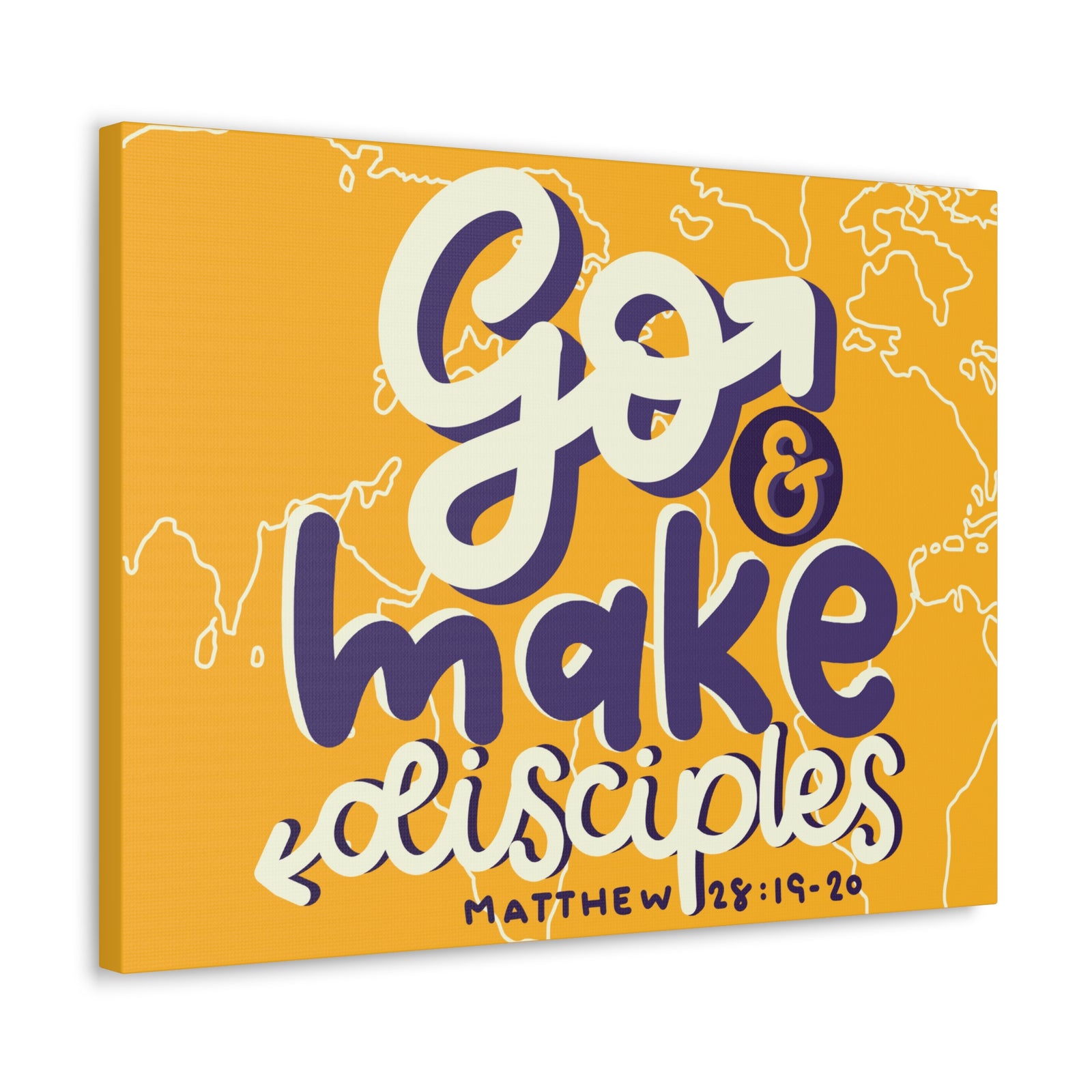 Scripture Canvas Go And Make Disciples Matthew 28:19-20 Christian Wall Art Bible Verse Print Ready to Hang-Express Your Love Gifts
