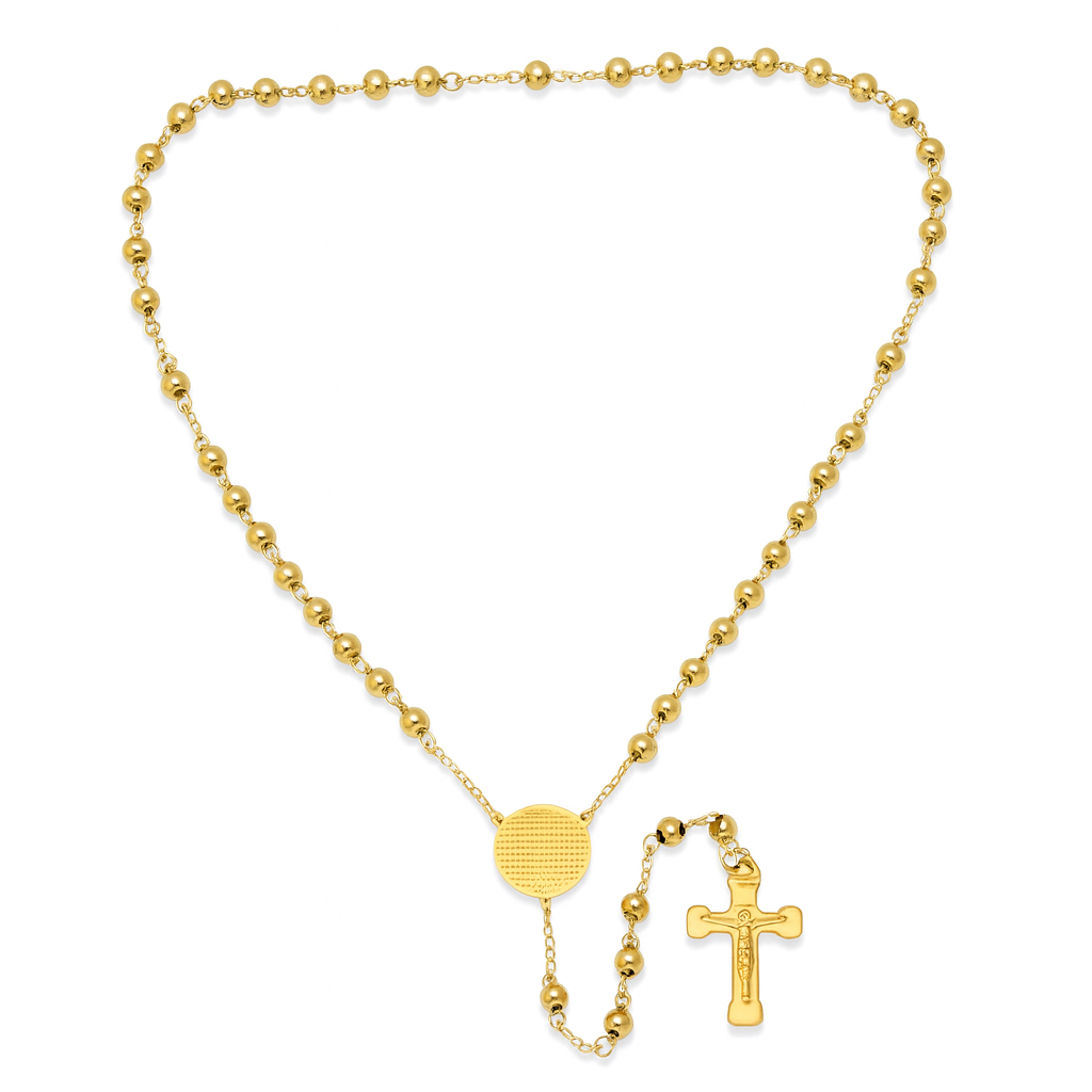 Padre Nuestro Rosary Necklace 18K Gold Plated Stainless Steel-Express Your Love Gifts
