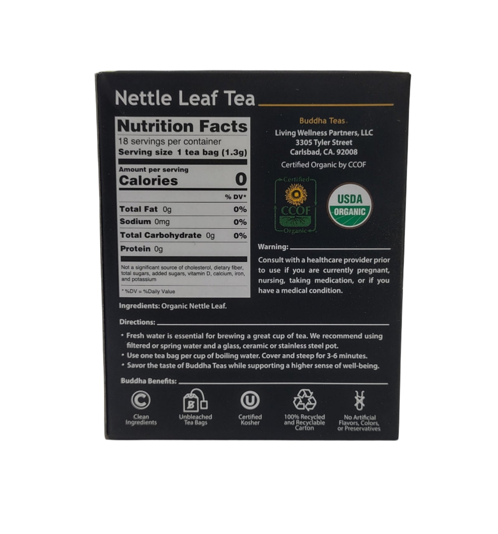 Buddha Teas Organic Nettle Leaf Tea – Caffeine-Free, Kosher, GMO-Free, 18 Bleach-Free Tea Bags (4 Pack)-Express Your Love Gifts
