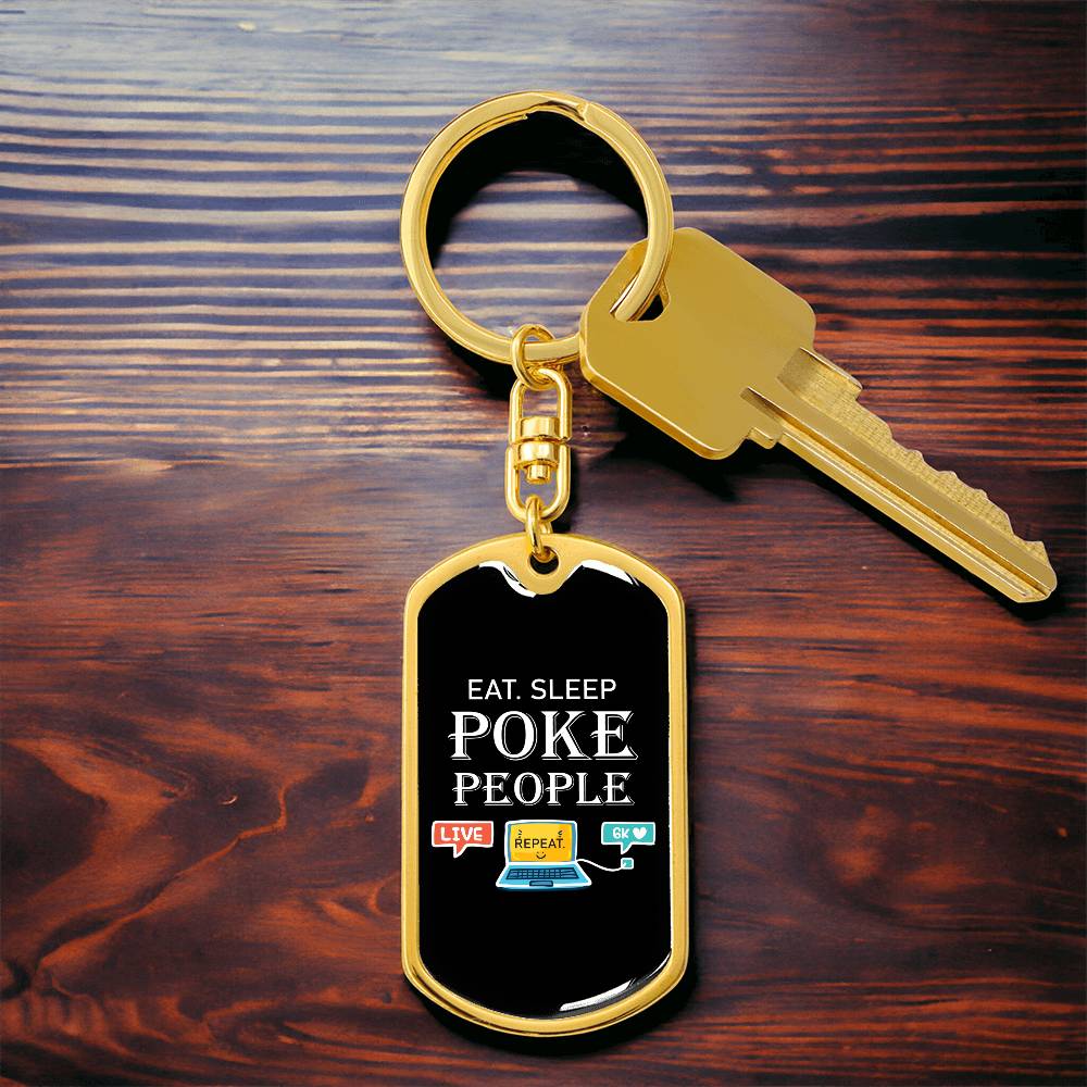 Eat Sleep Poke People Nurse Swivel Keychain Stainless Steel or 18k Gold Dog Tag-Express Your Love Gifts