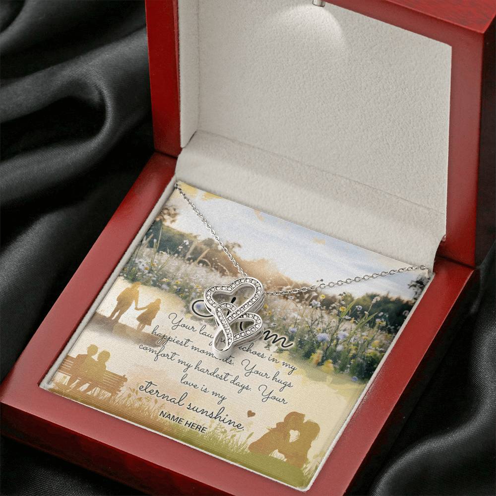 Personalized To Mom Eternal Sunshine of Your Love Eternal Hearts CZ Necklace 14K White Gold Over Stainless Steel-Express Your Love Gifts