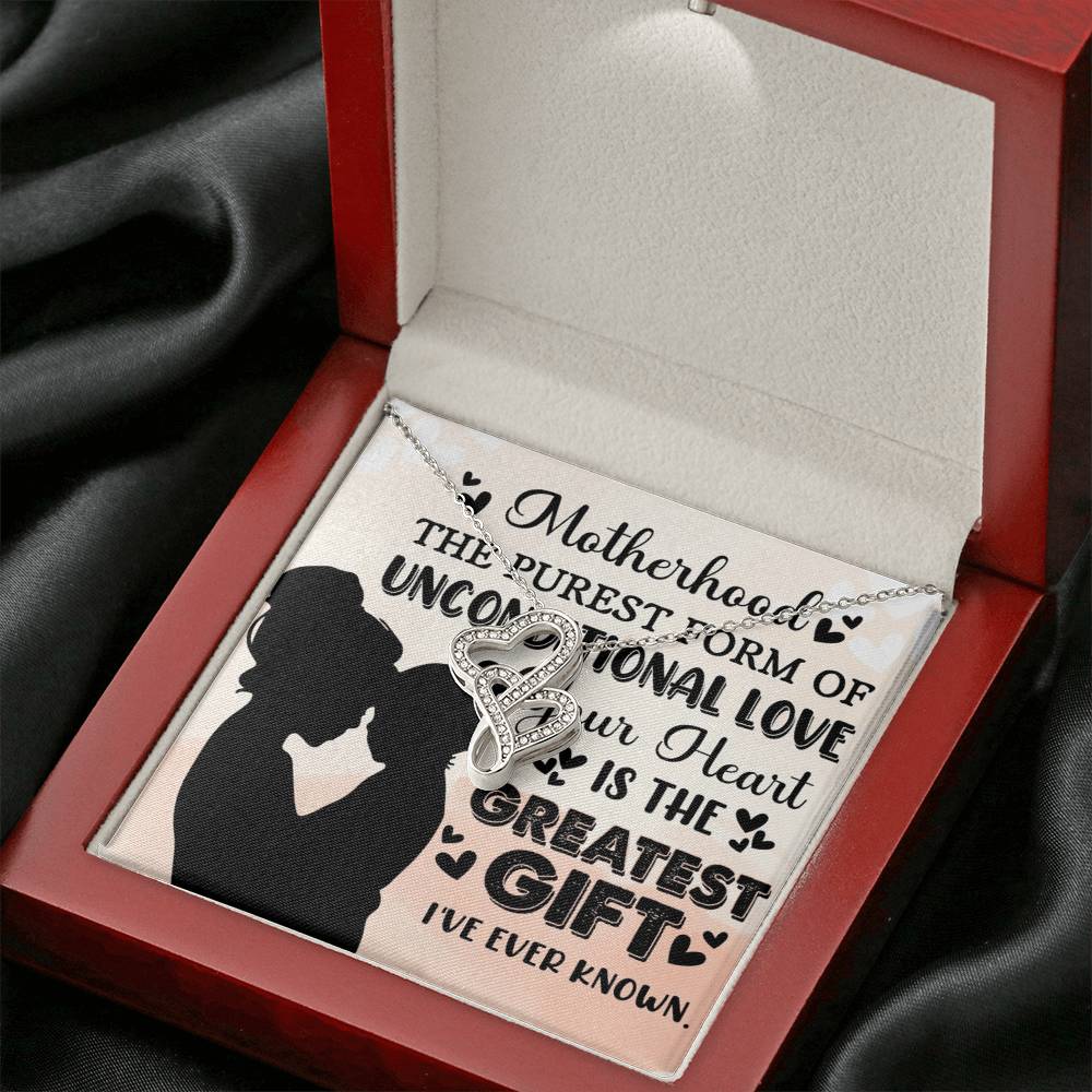 To Mom Greatest Gift Eternal Hearts CZ Necklace 14K White Gold Over Stainless Steel-Express Your Love Gifts