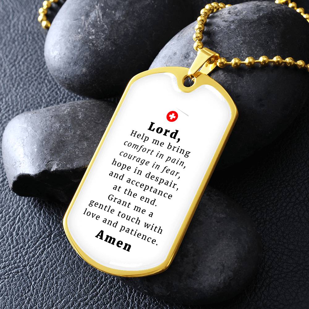Nurse's Prayer Necklace Stainless Steel or 18k Gold Dog Tag 24" Chain-Express Your Love Gifts