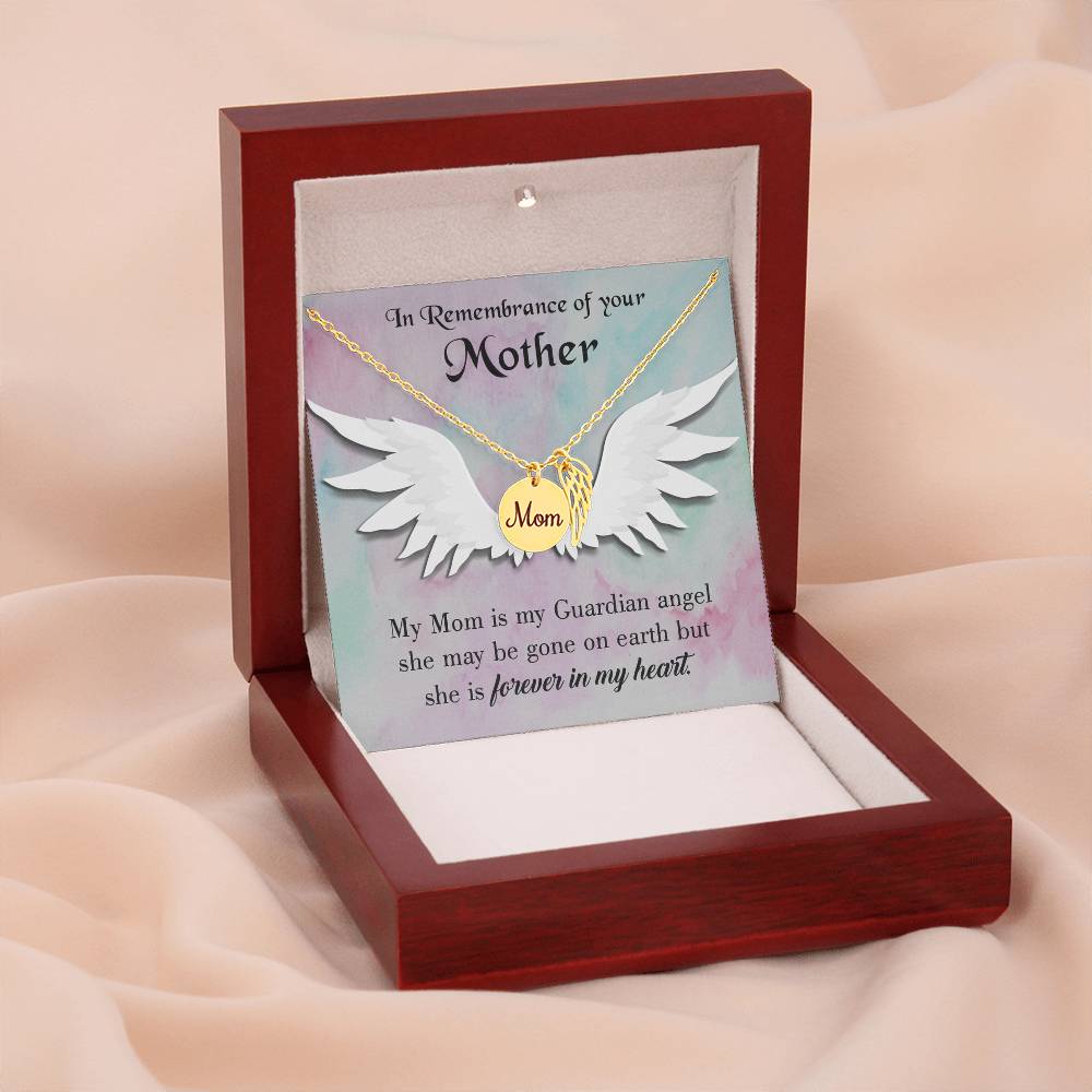 Mommy Guardian Angel Mom Remembrance Necklace Angel Wing Charm, Stainless Steel 18-22'' Chain-Express Your Love Gifts