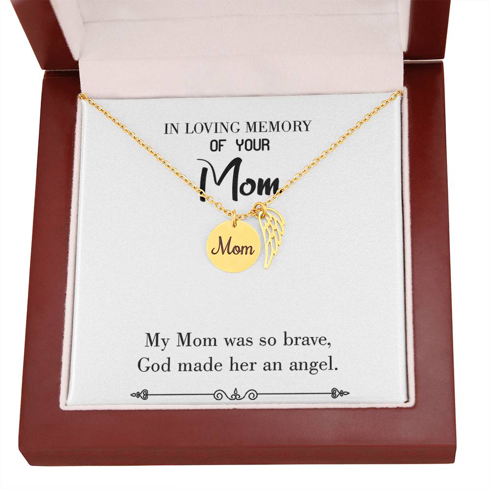 Brave Mom White Mom Remembrance Necklace Angel Wing Charm, Stainless Steel 18-22'' Chain-Express Your Love Gifts